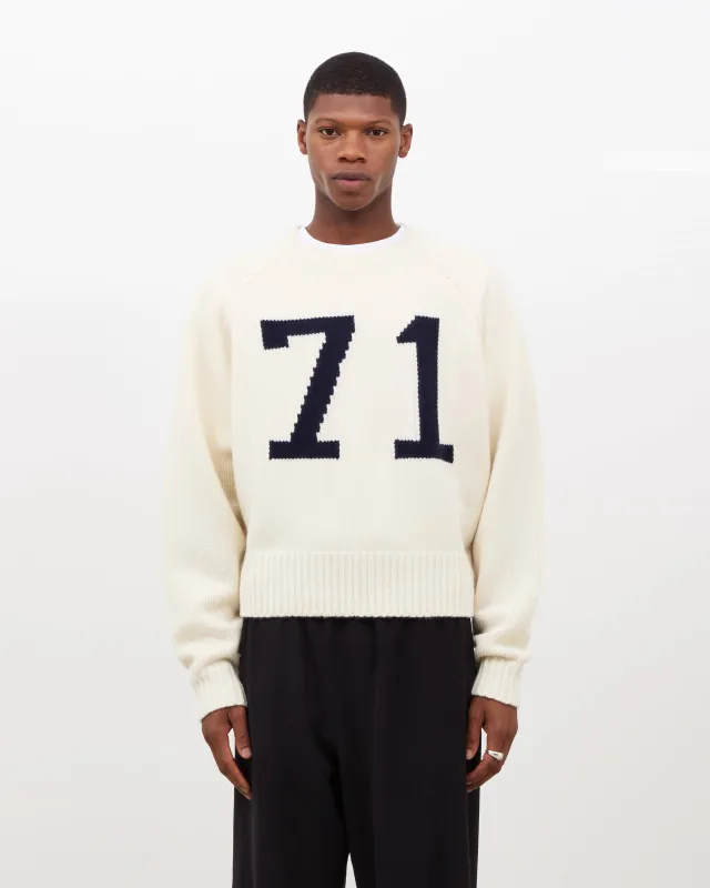 Varsity Intarsia Knit Sweater - Cream & Navy sold by Daniel Simmons