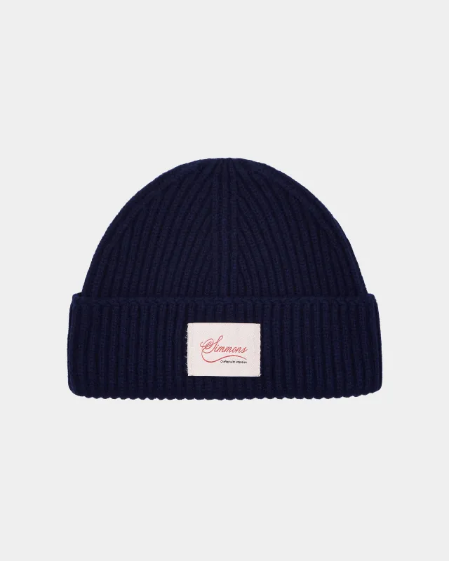 Cashmere Knit Beanie - Navy sold by Daniel Simmons