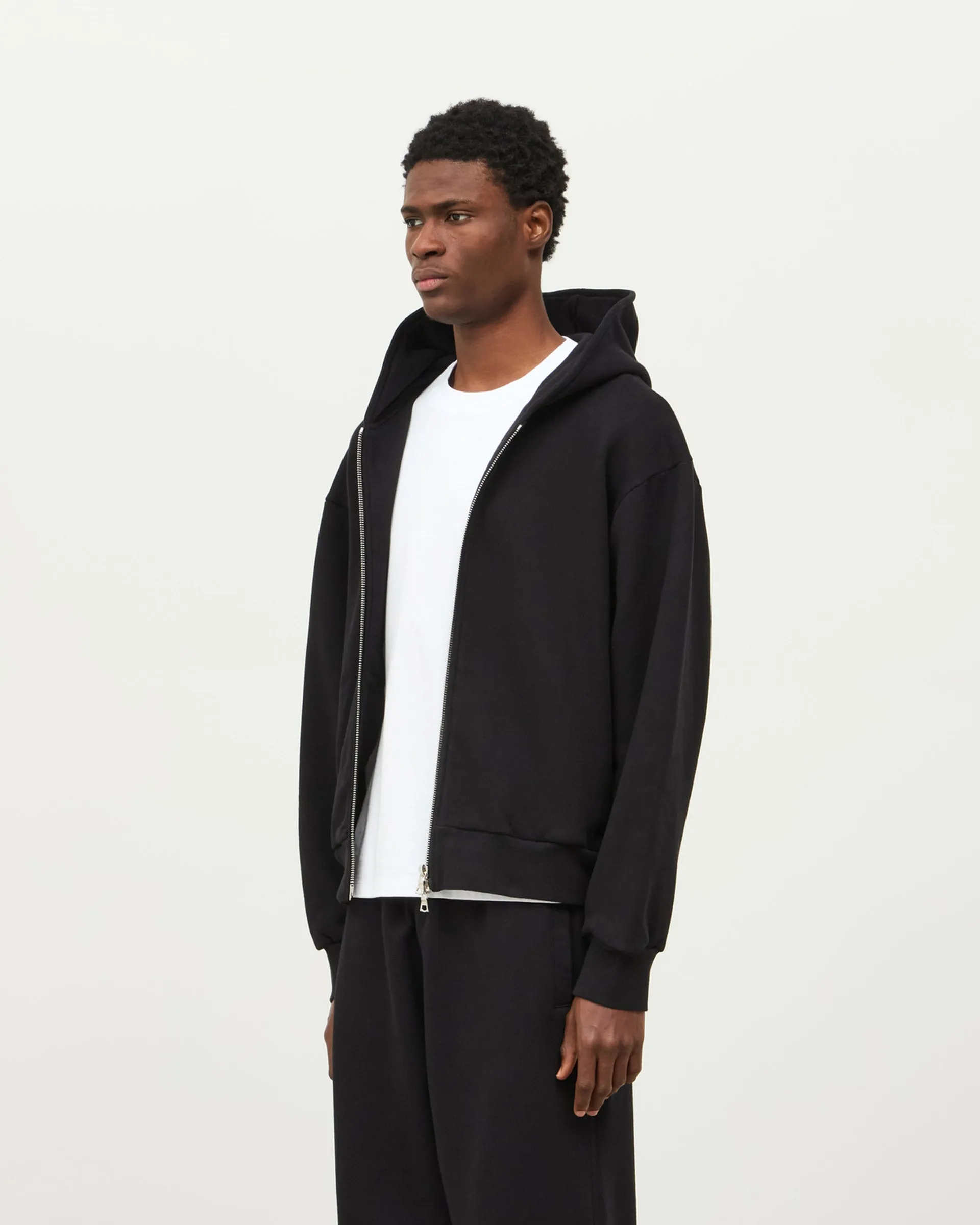 Zip Fleeceback Hoodie - Black sold by Daniel Simmons product image thumbnail 4