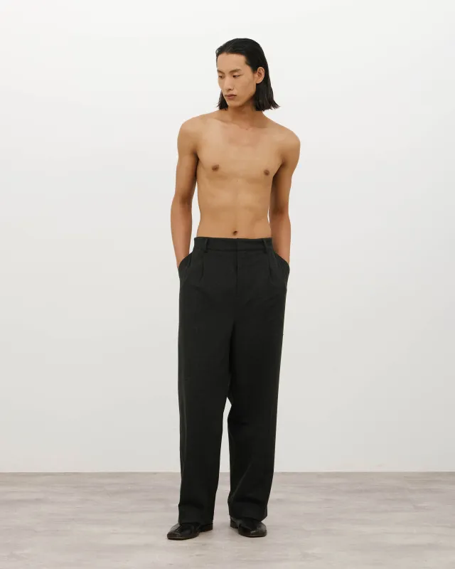 Soft Handle Essential Pleated Trousers - Charcoal Grey sold by Daniel Simmons