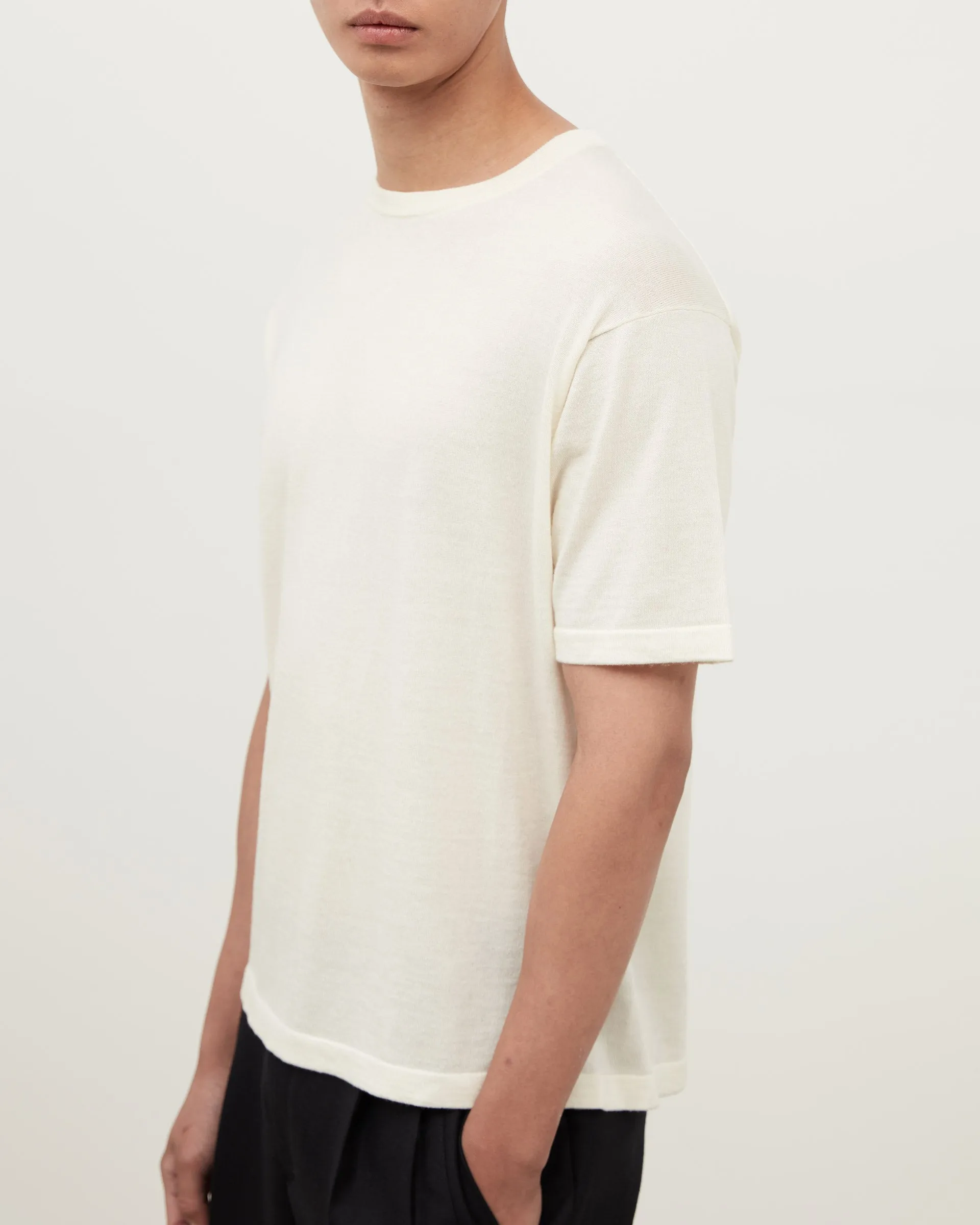 Merino Wool Knit T-Shirt - Cream sold by Daniel Simmons product image thumbnail 4