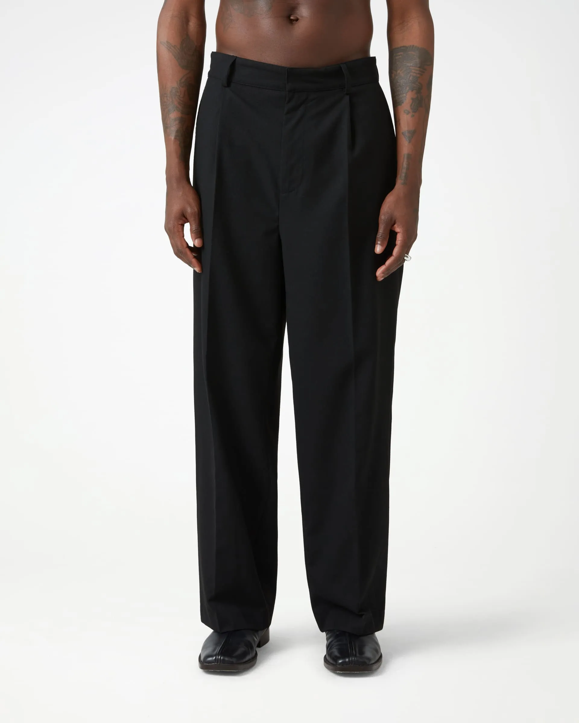 Soft Handle Essential Pleated Trousers - Black sold by Daniel Simmons
