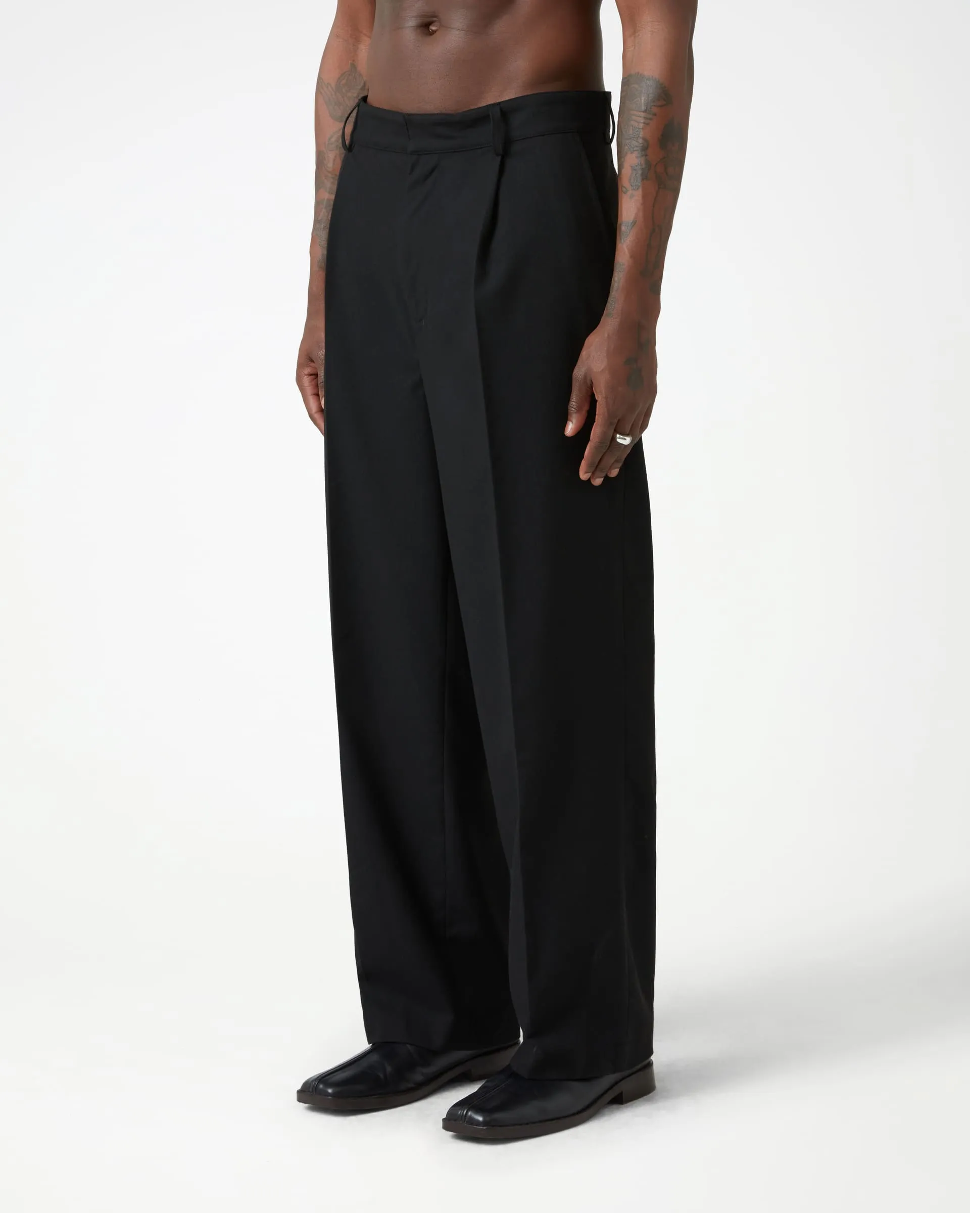 Soft Handle Essential Pleated Trousers - Black sold by Daniel Simmons product image thumbnail 3