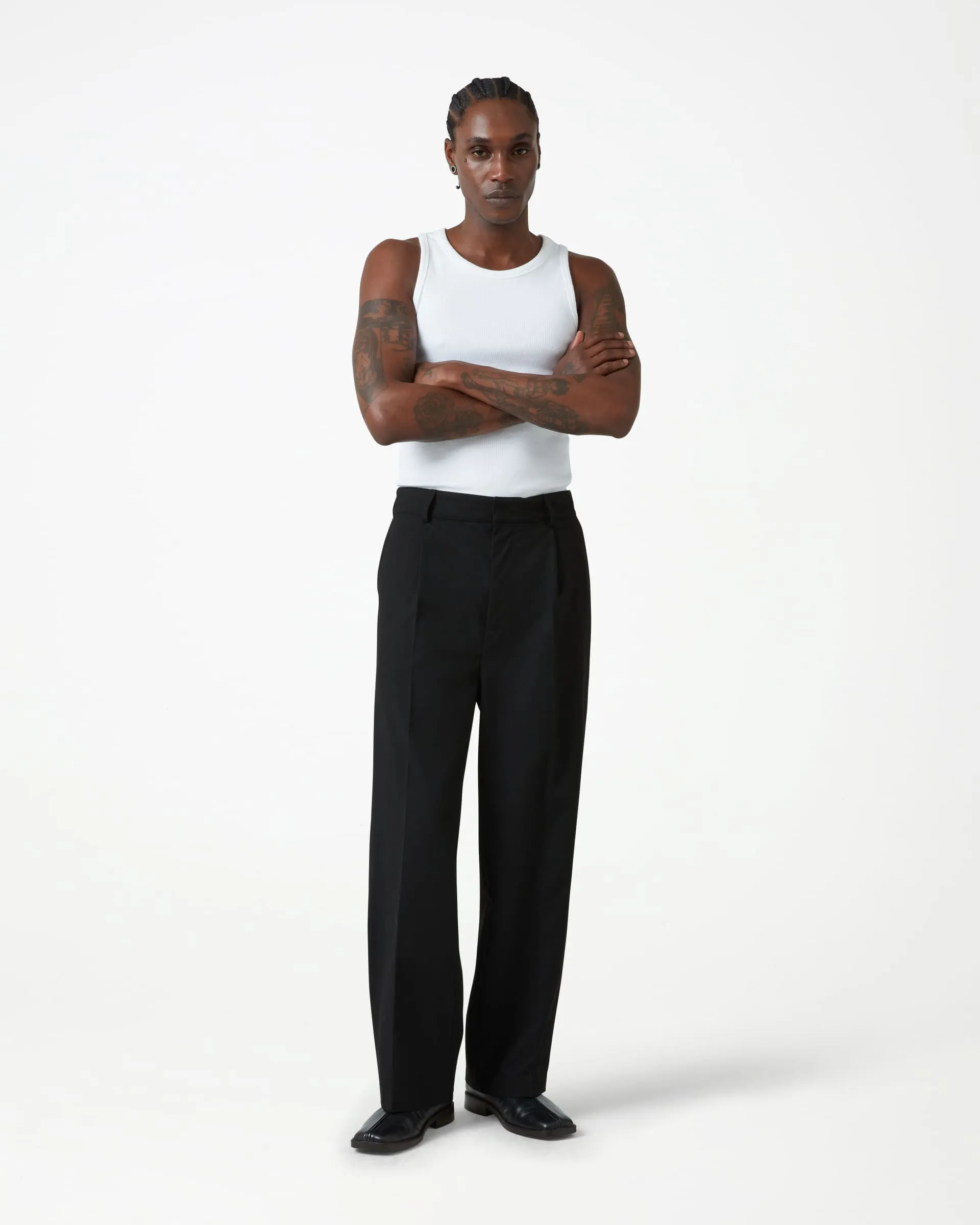 Soft Handle Essential Pleated Trousers - Black sold by Daniel Simmons product image thumbnail 2