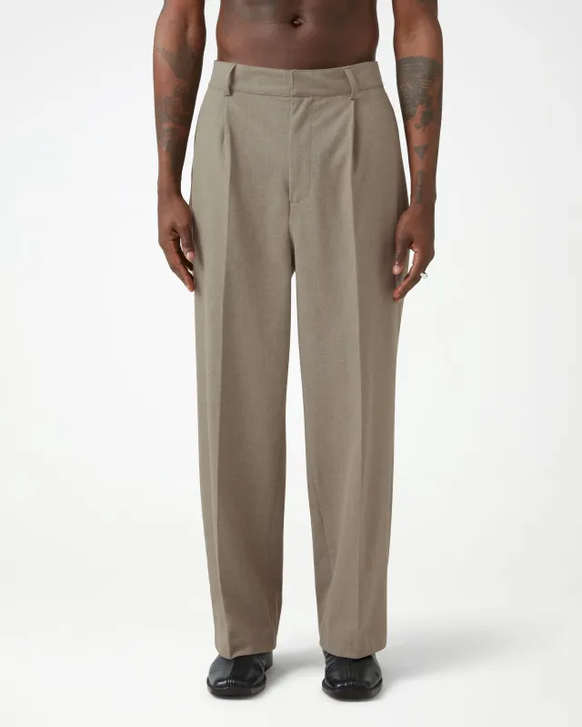 Soft Handle Essential Pleated Trousers - Pebble sold by Daniel Simmons