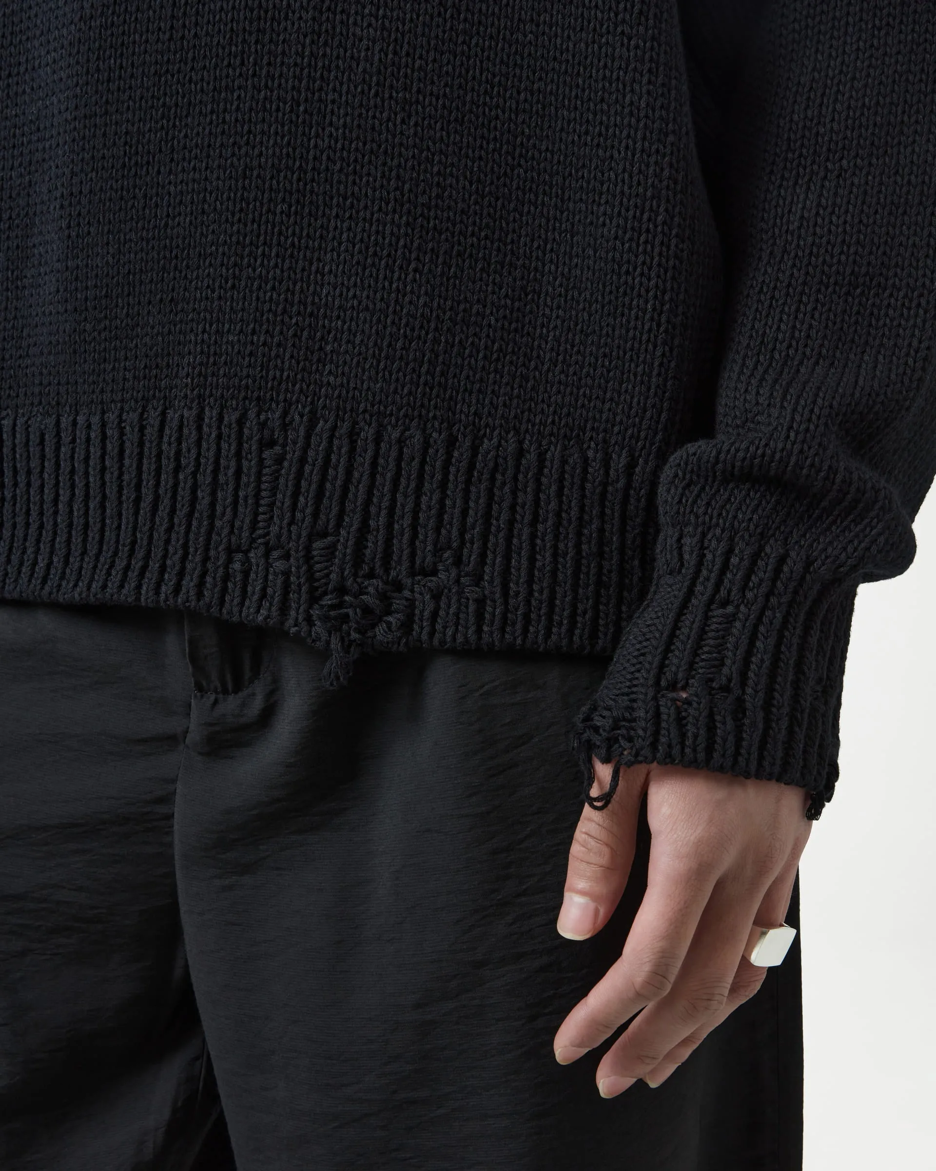 Distressed Cotton Knit Jumper - Black sold by Daniel Simmons product image thumbnail 5