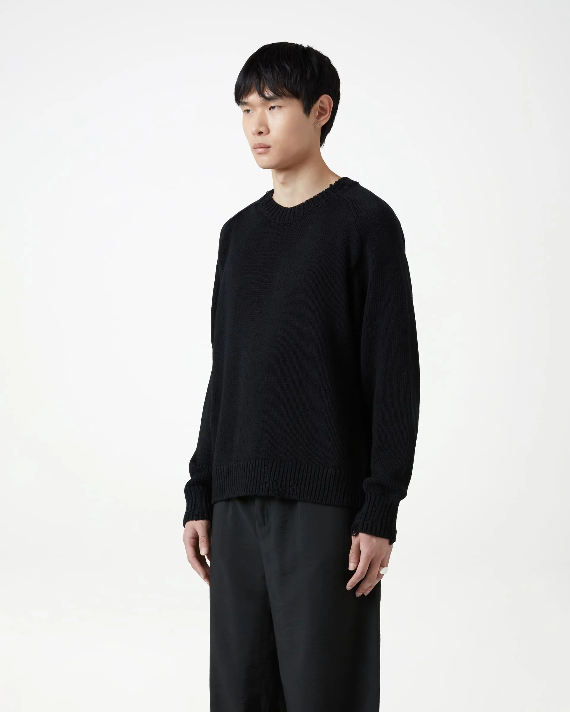 Distressed Cotton Knit Jumper - Black sold by Daniel Simmons product image thumbnail 3