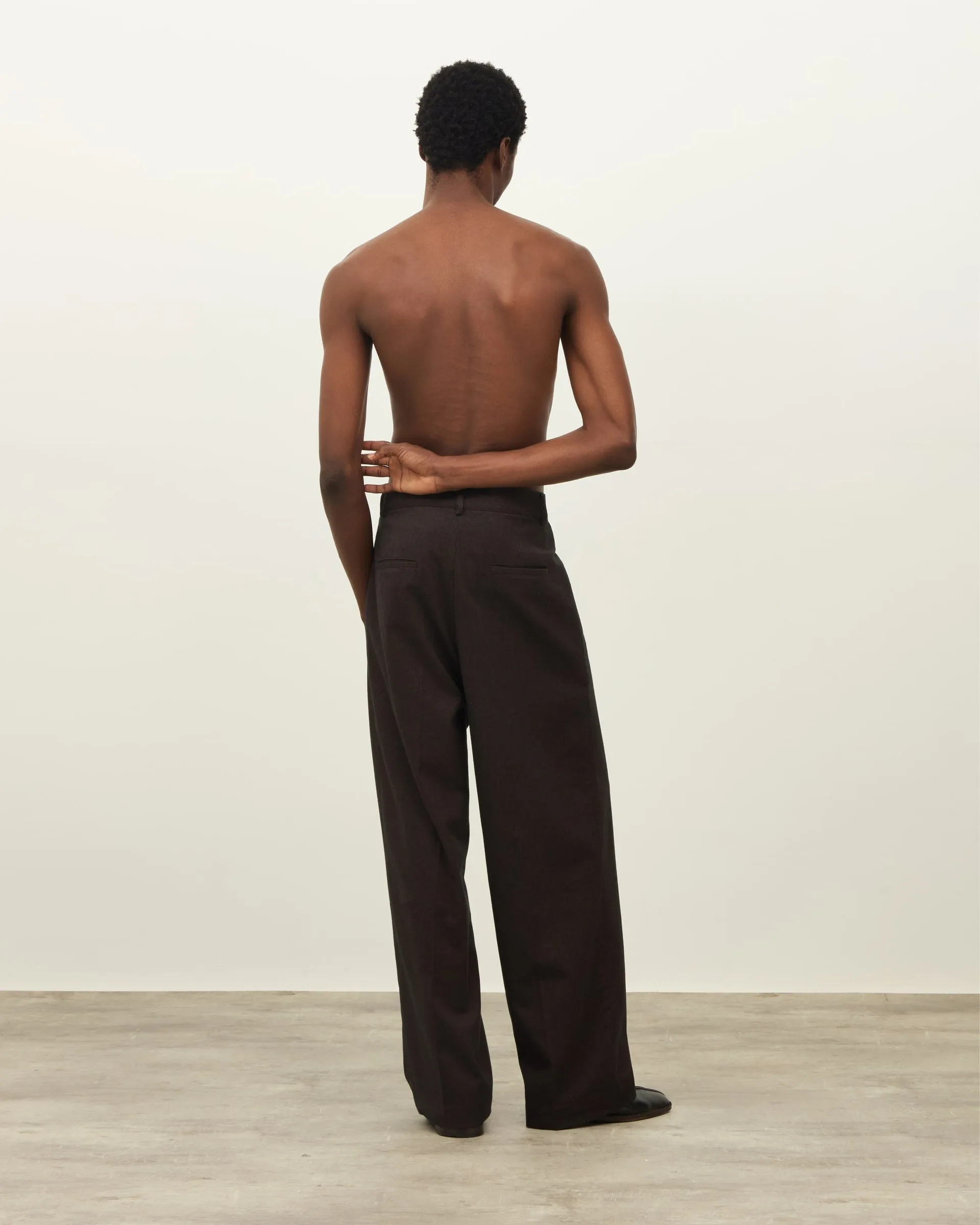 Herringbone Forest Pleated Trouser - Brown sold by Daniel Simmons product image thumbnail 2