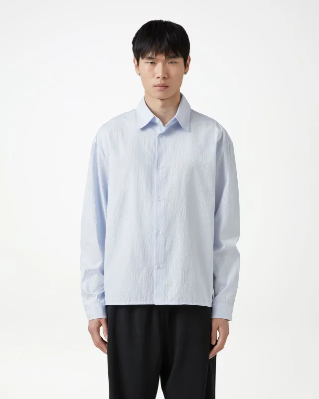 Manchester Seersucker Shirt - Chambray Blue/White Pinstripe sold by Daniel Simmons