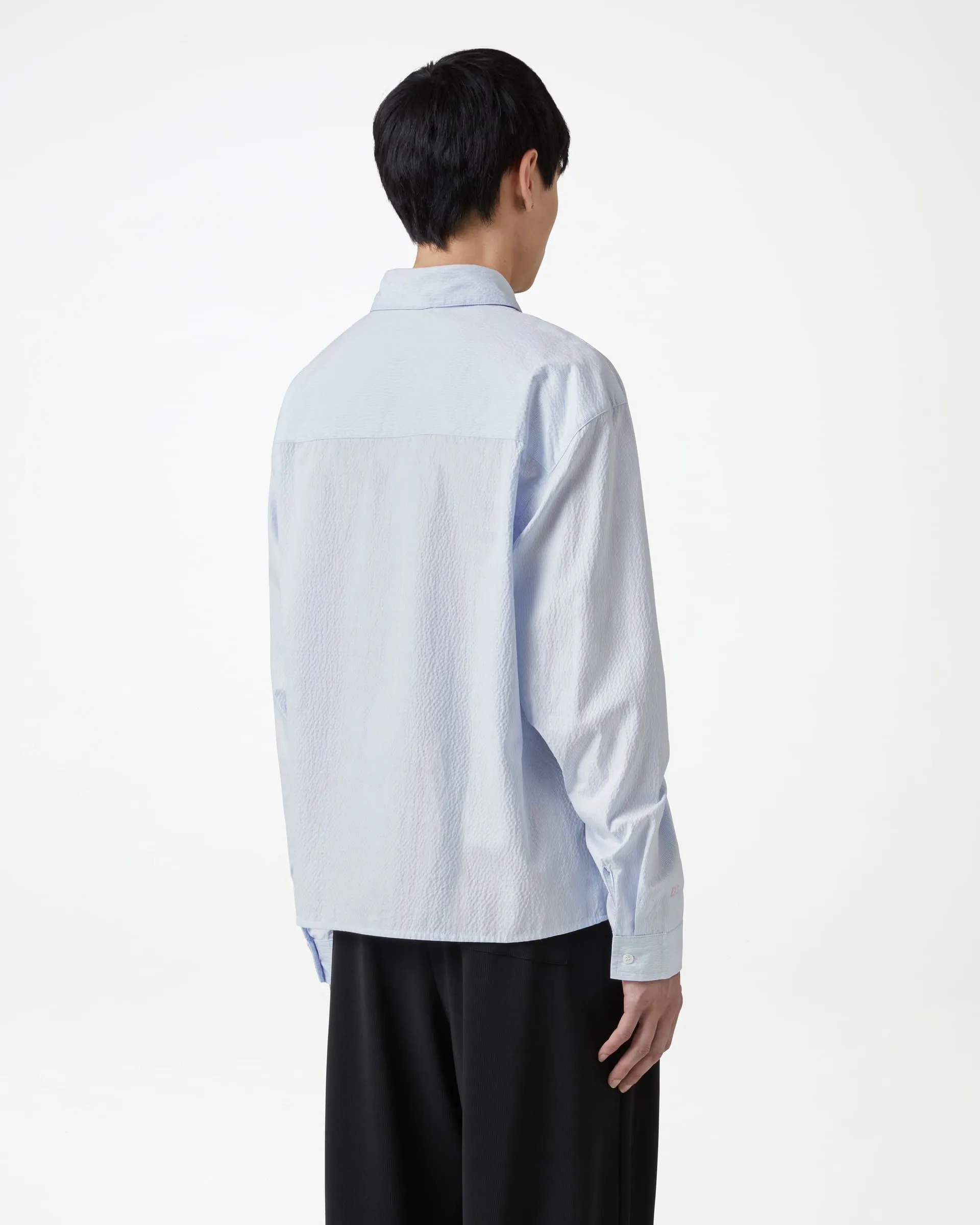 Manchester Seersucker Shirt - Chambray Blue/White Pinstripe sold by Daniel Simmons product image thumbnail 4