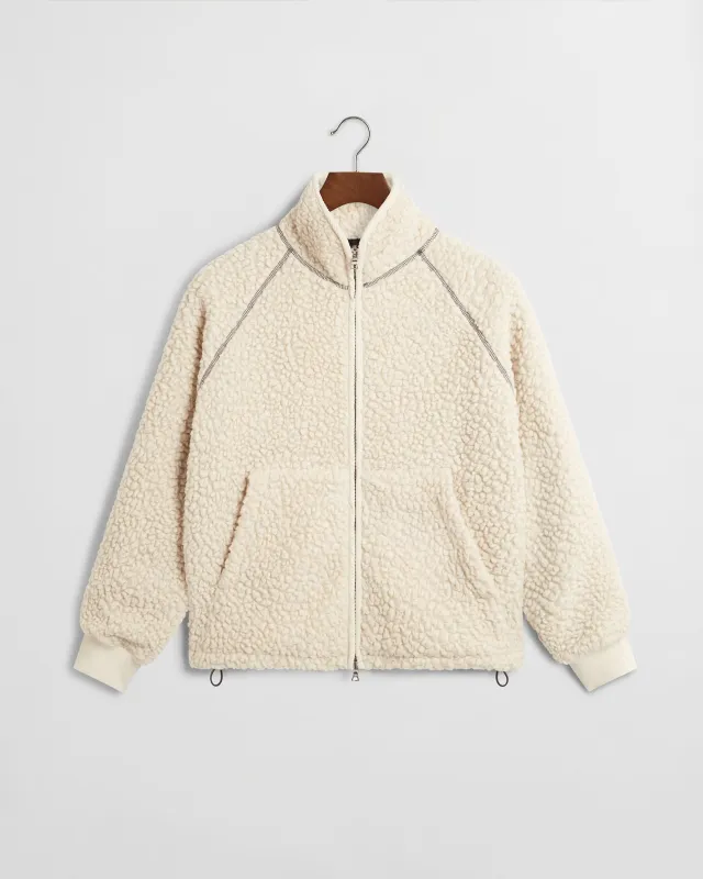 Wool Zip Up Fleece - Cream sold by Daniel Simmons