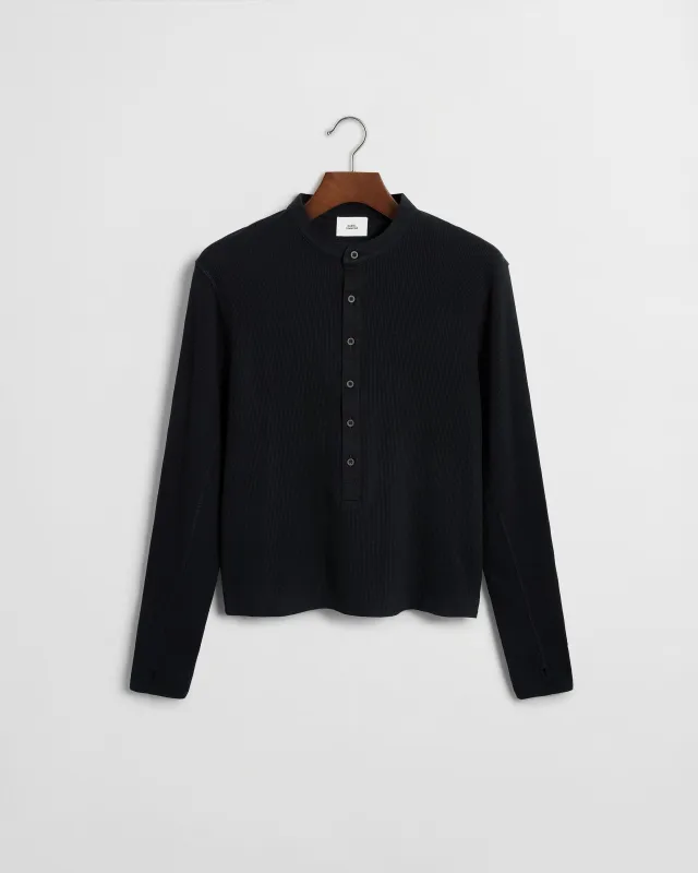 Long Button Henley - Black made by Daniel Simmons
