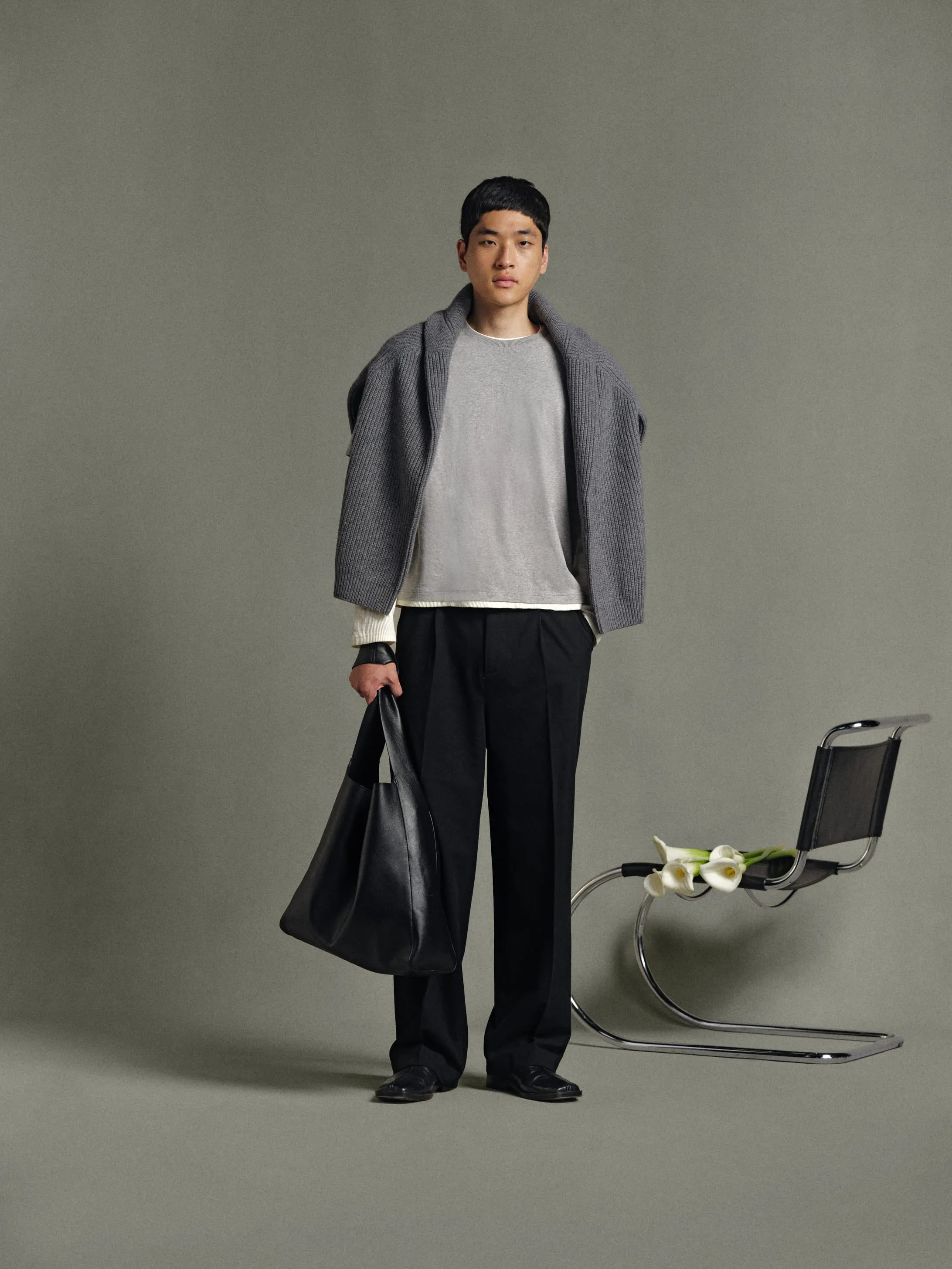 Layered Long Sleeve T-Shirt - Grey / Cream sold by Daniel Simmons product image thumbnail 2