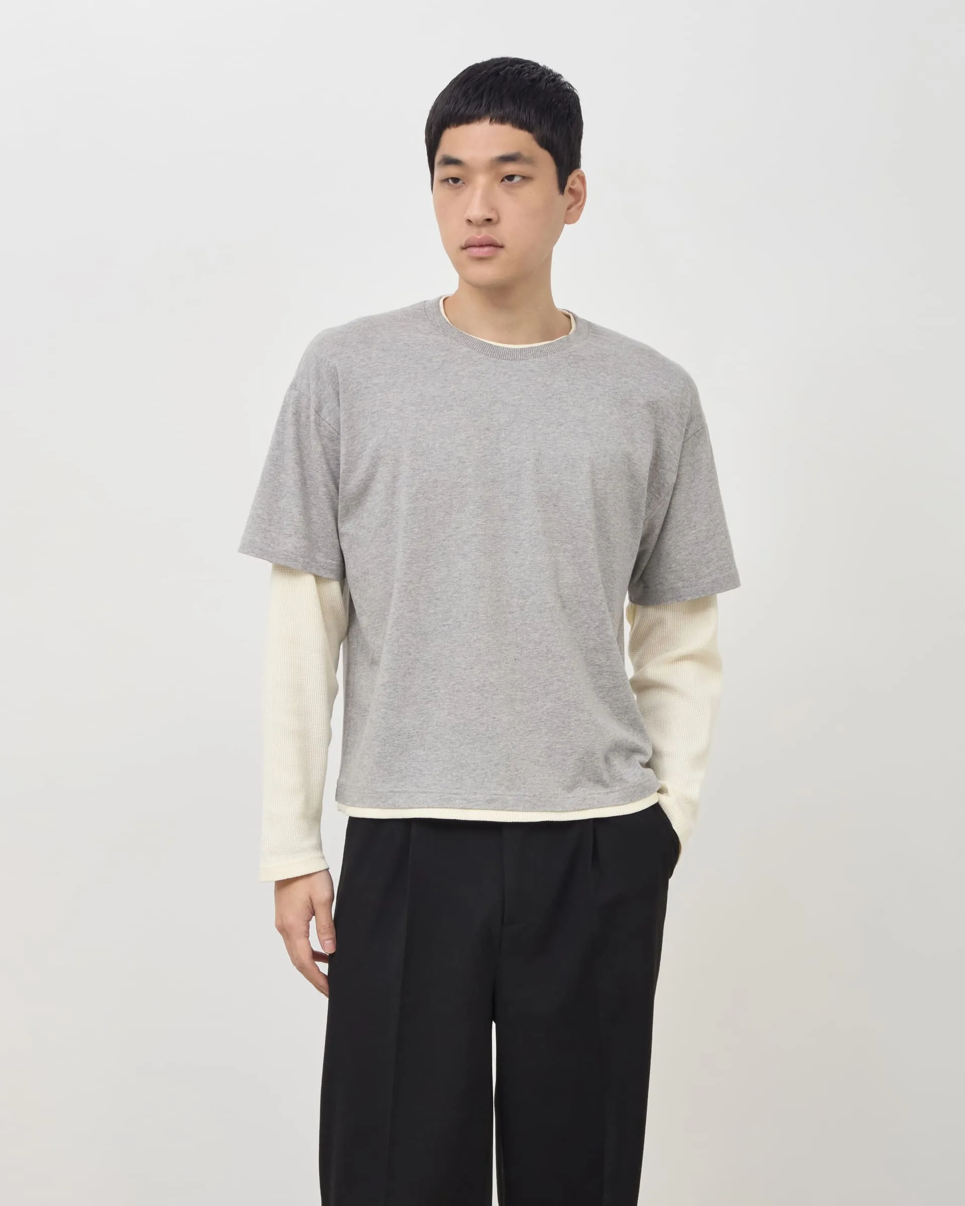 Layered Long Sleeve T-Shirt - Grey / Cream sold by Daniel Simmons product image thumbnail 3