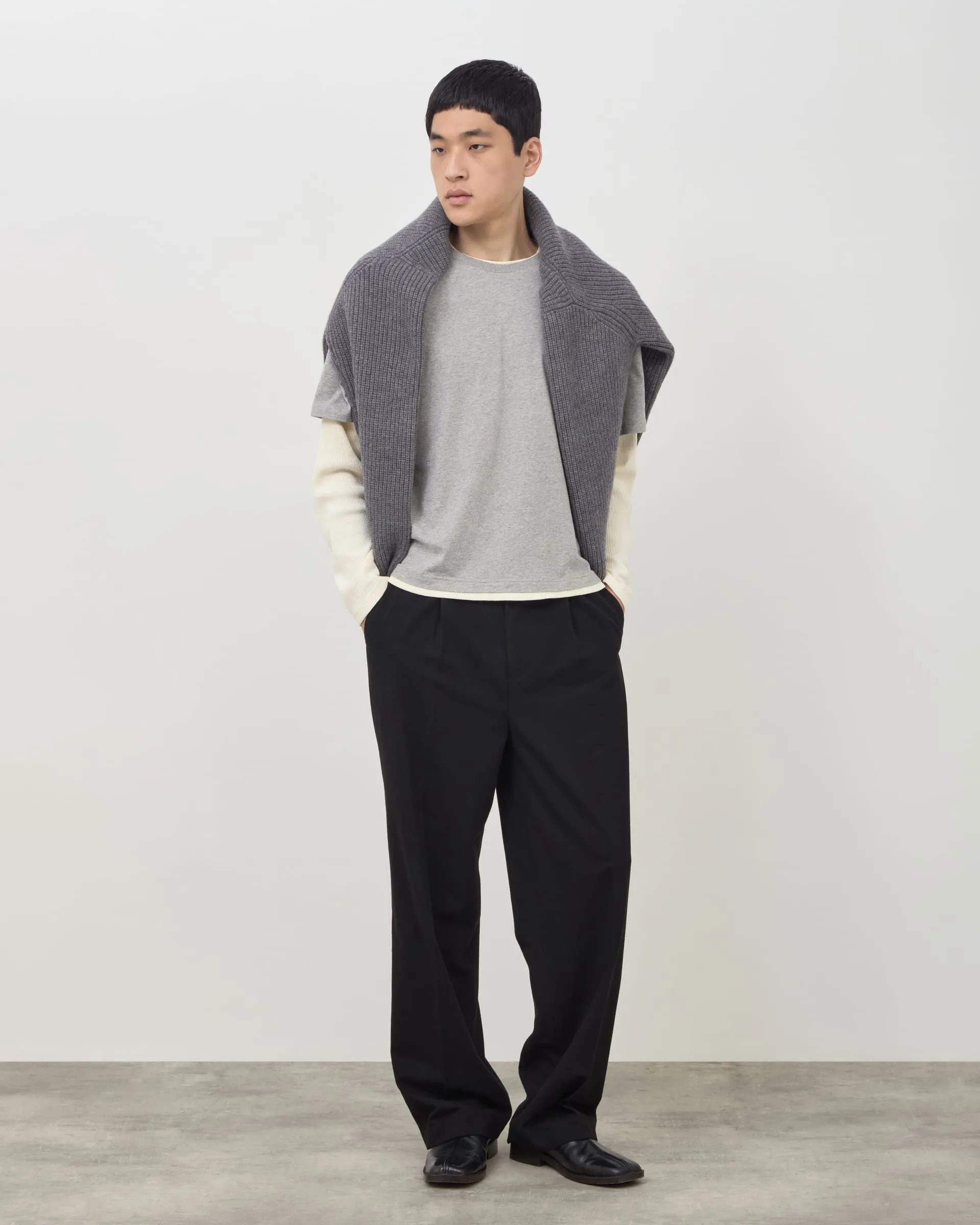 Layered Long Sleeve T-Shirt - Grey / Cream sold by Daniel Simmons product image thumbnail 4