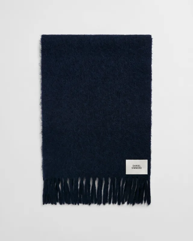 Alpaca Wool Fringed Scarf - Dark Navy sold by Daniel Simmons