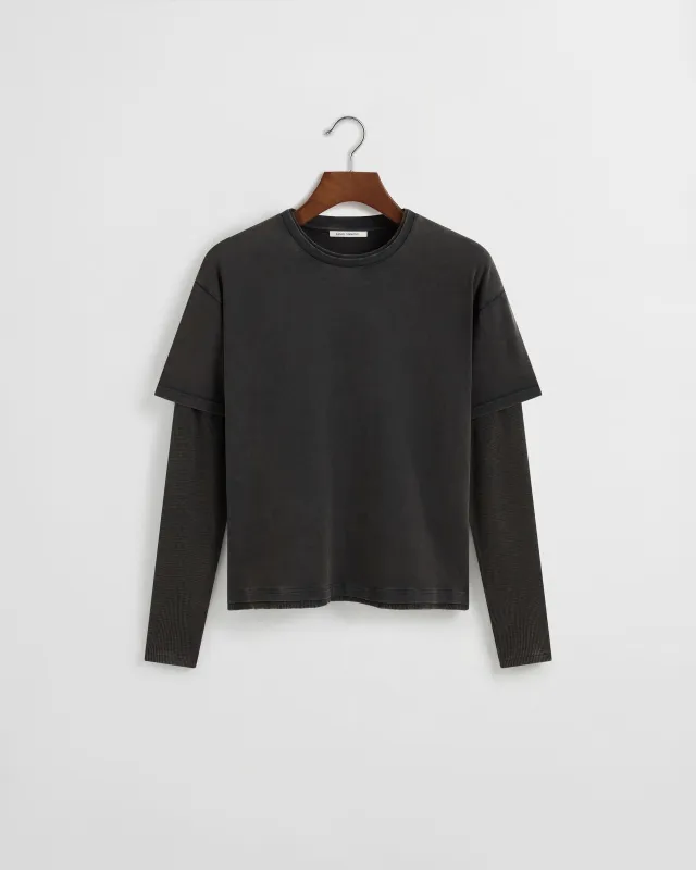 Layered Long Sleeve T-Shirt - Washed Grey made by Daniel Simmons
