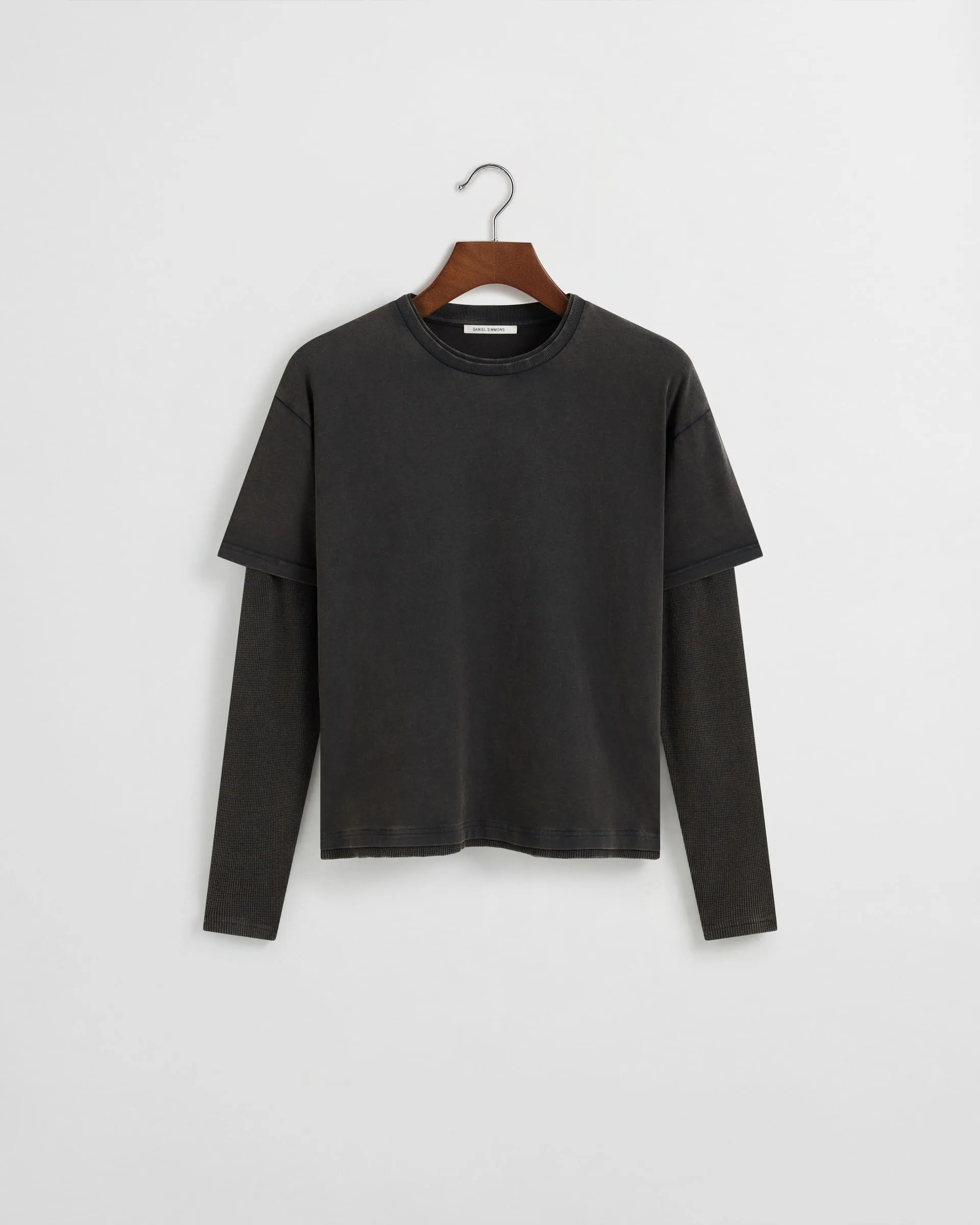 Layered Long Sleeve T-Shirt - Washed Grey sold by Daniel Simmons