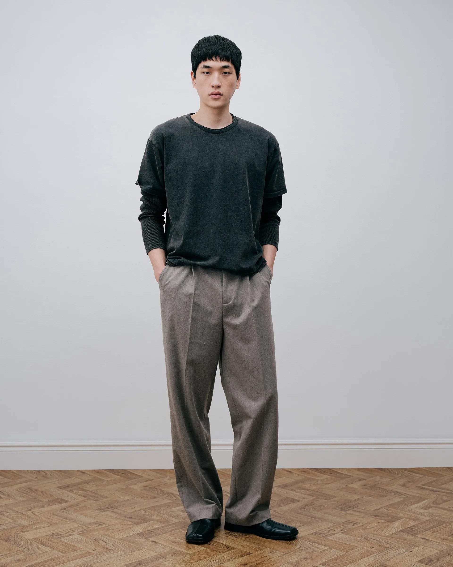Layered Long Sleeve T-Shirt - Washed Grey sold by Daniel Simmons product image thumbnail 3