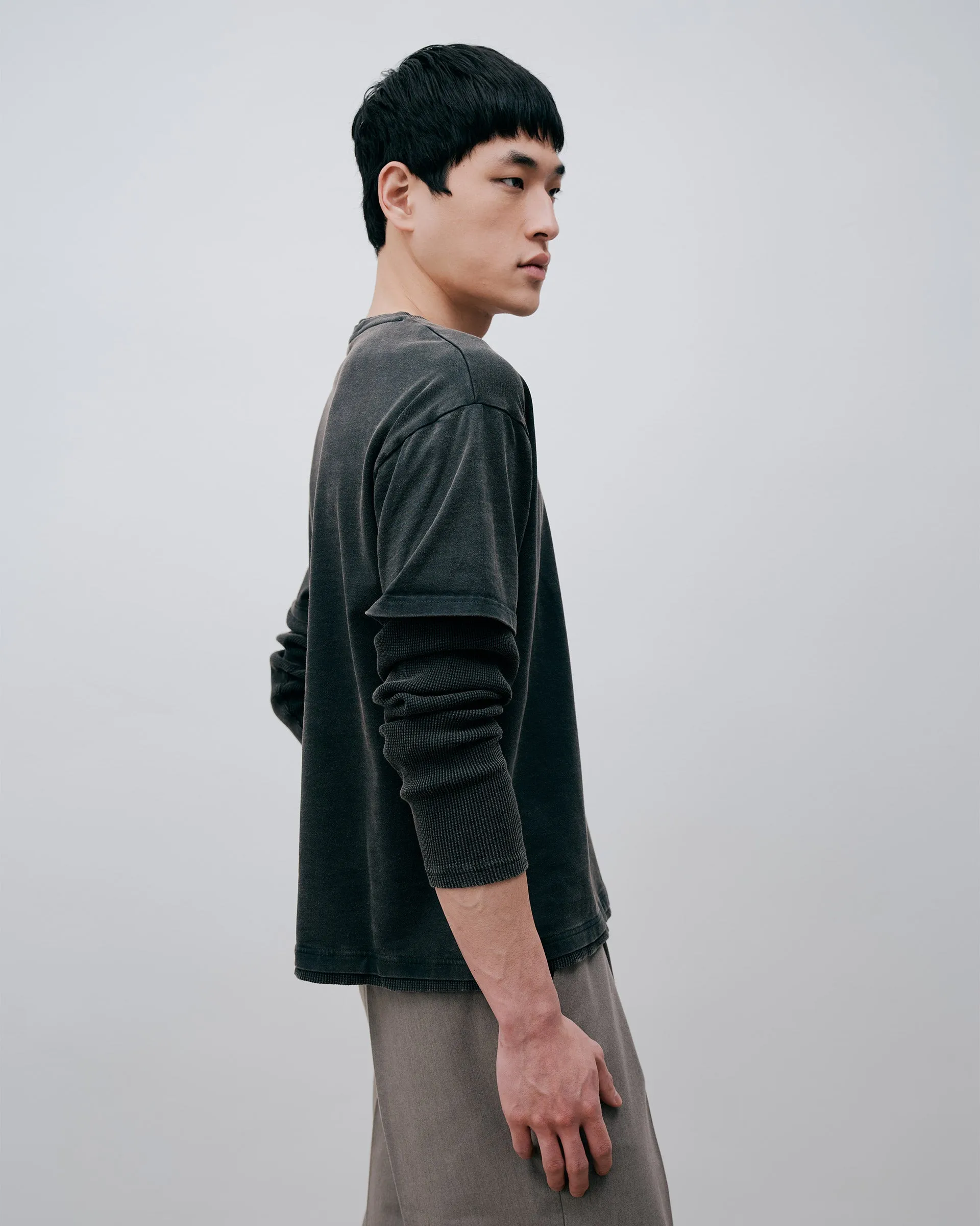 Layered Long Sleeve T-Shirt - Washed Grey sold by Daniel Simmons product image thumbnail 4