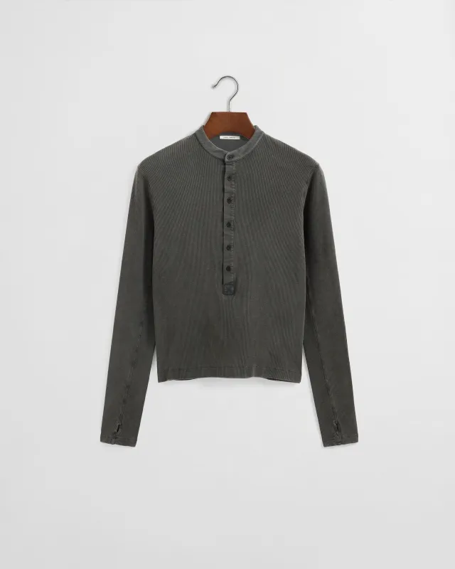 Long Button Henley - Washed Grey made by Daniel Simmons