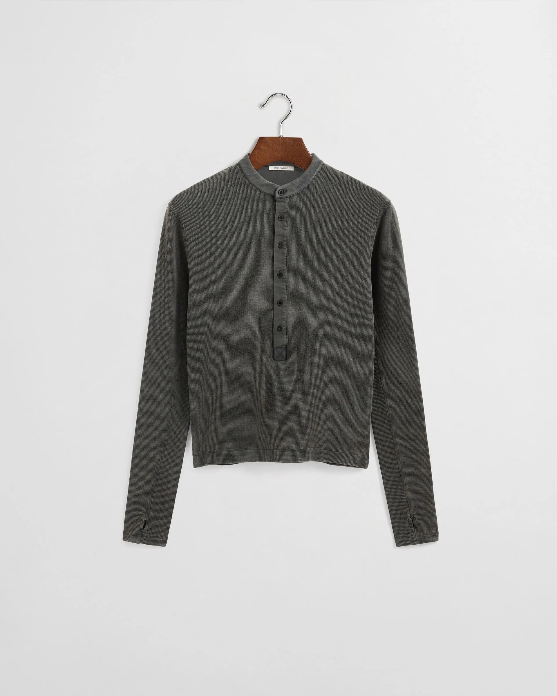 Long Button Henley - Washed Grey sold by Daniel Simmons