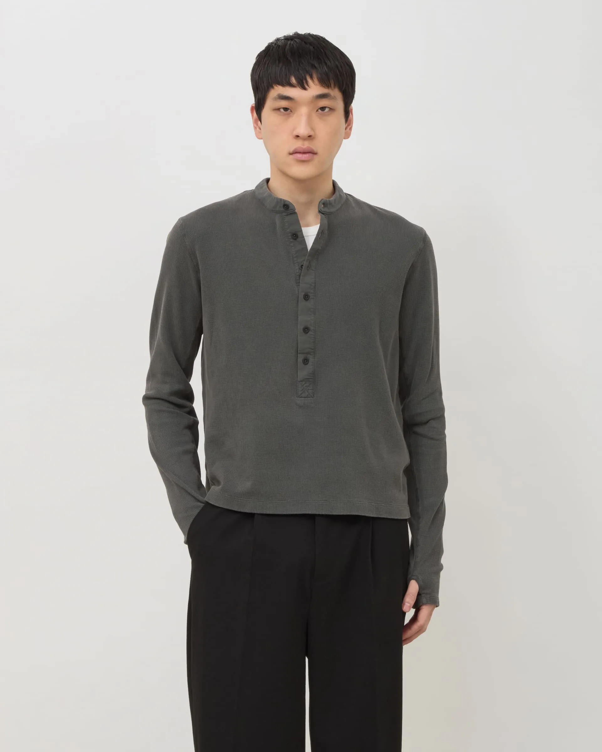 Long Button Henley - Washed Grey sold by Daniel Simmons product image thumbnail 4