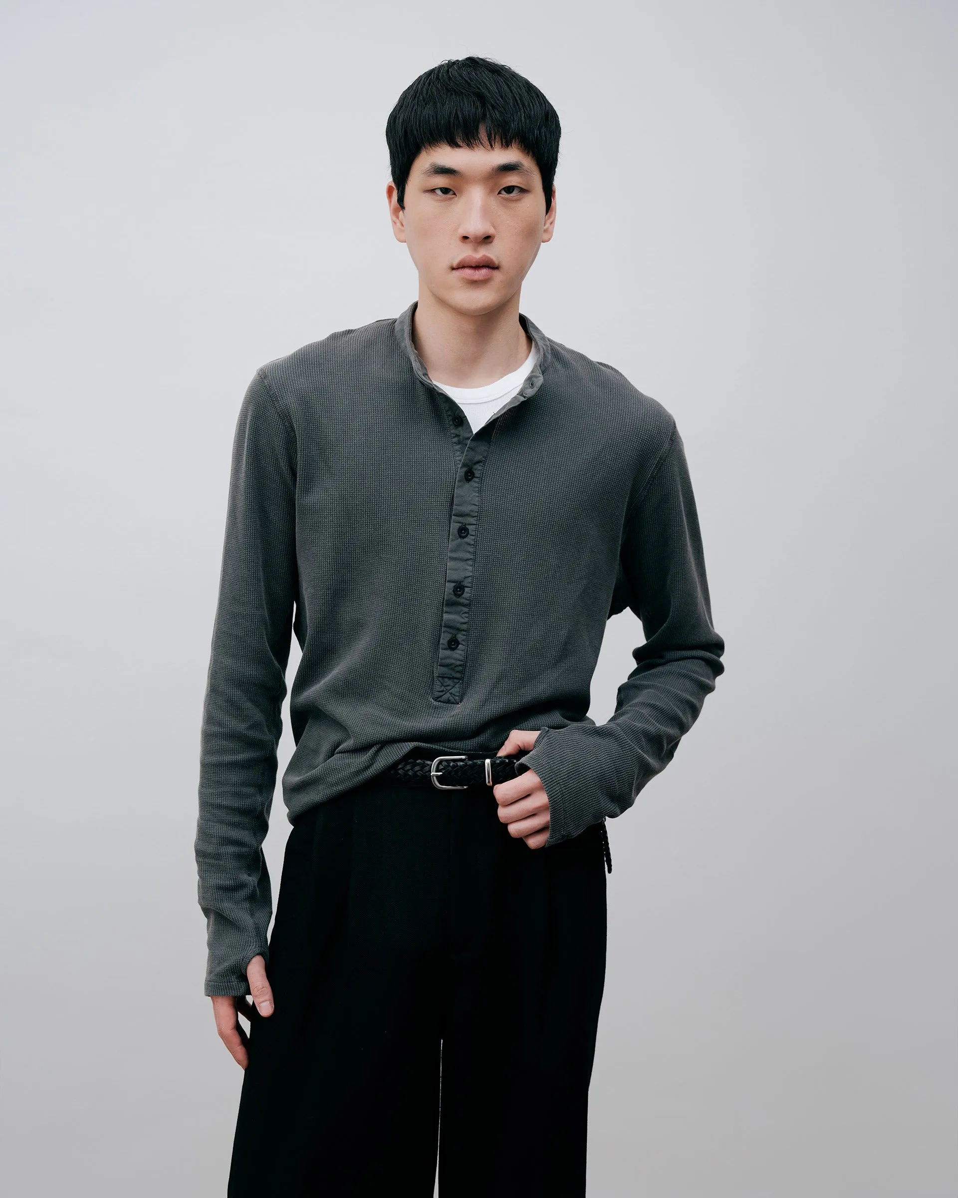 Long Button Henley - Washed Grey sold by Daniel Simmons product image thumbnail 3