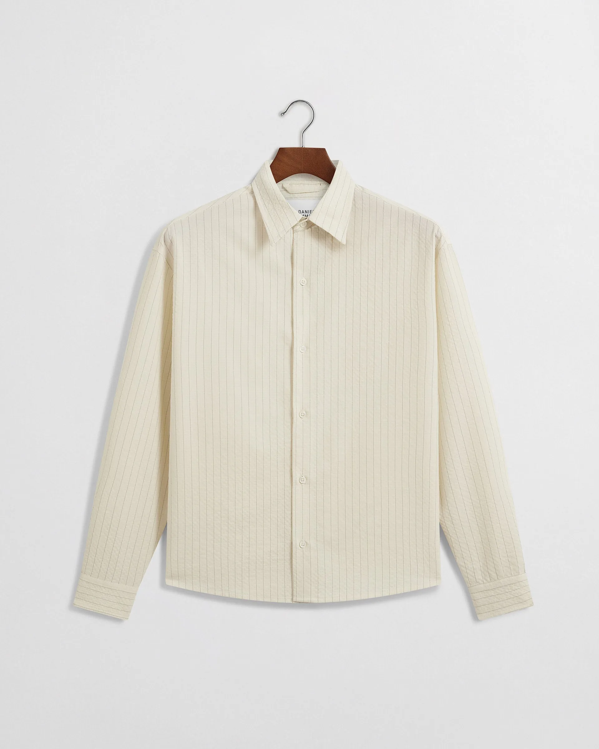 Grado Seersucker Shirt V2 - Cream/Black Pinstripe sold by Daniel Simmons
