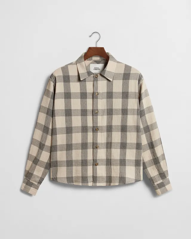 Portuguese Flannel Shirt - Cream and Black made by Daniel Simmons