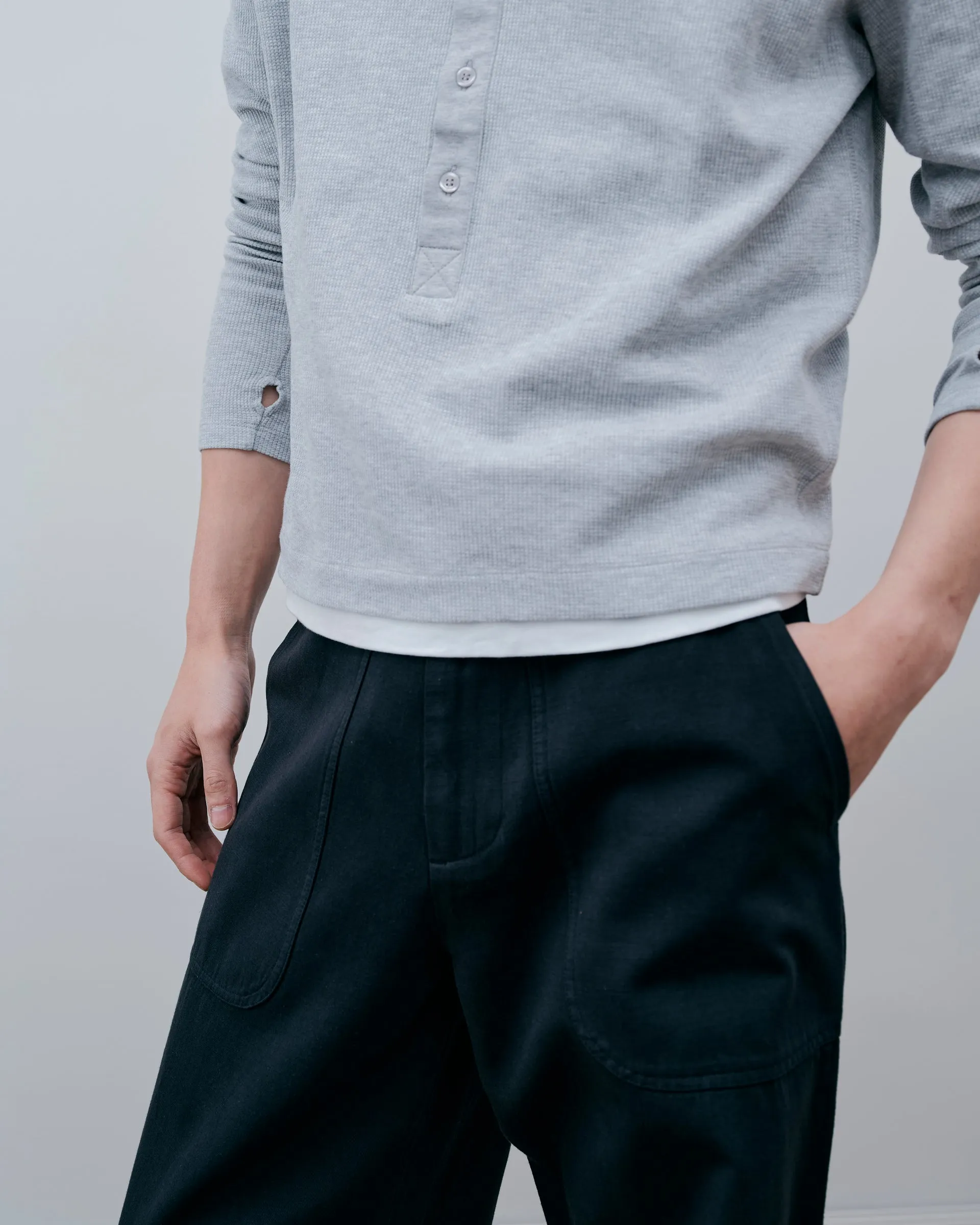 Long Button Henley - Heather Grey sold by Daniel Simmons product image thumbnail 5