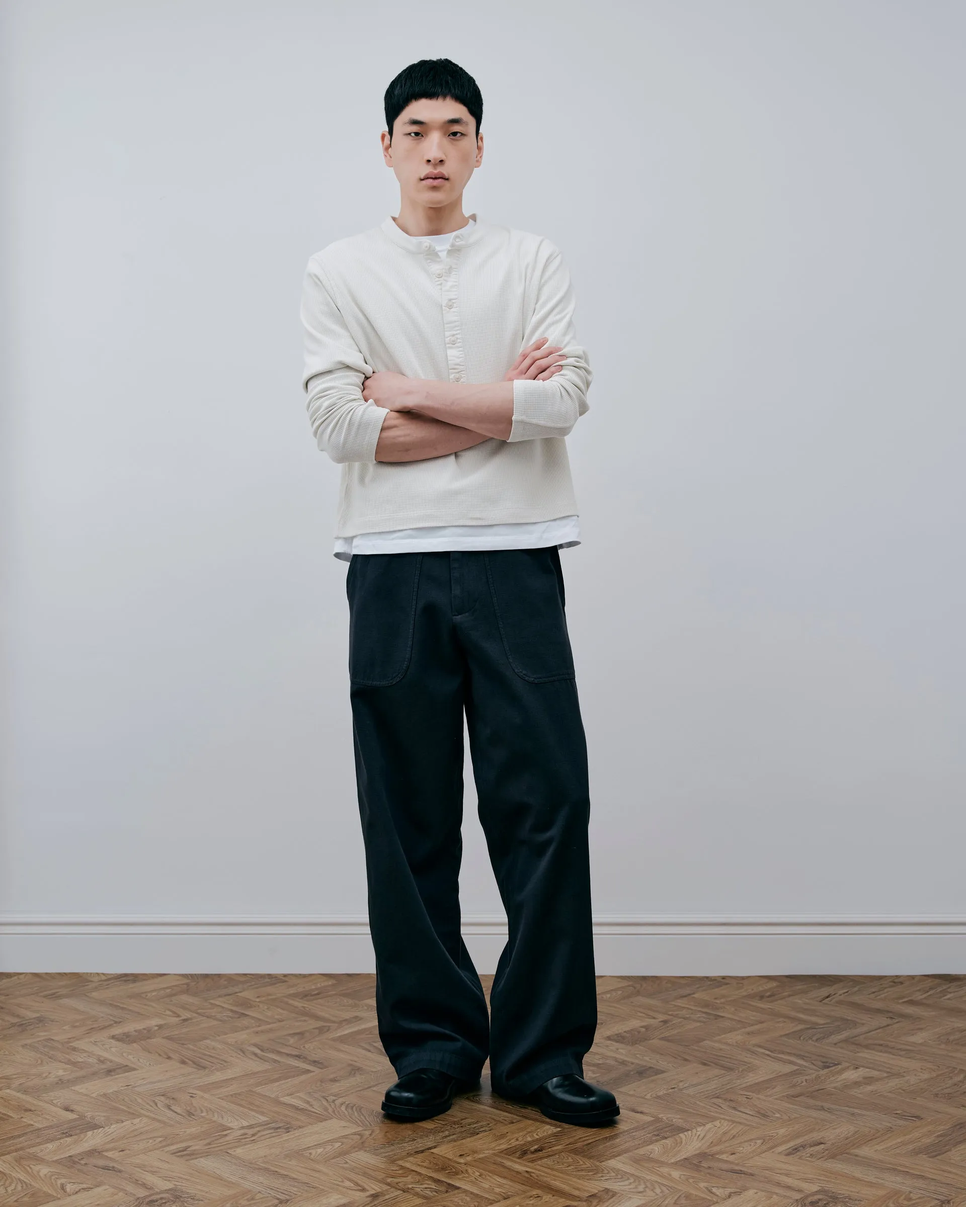 Long Button Henley - Vintage White sold by Daniel Simmons product image thumbnail 4