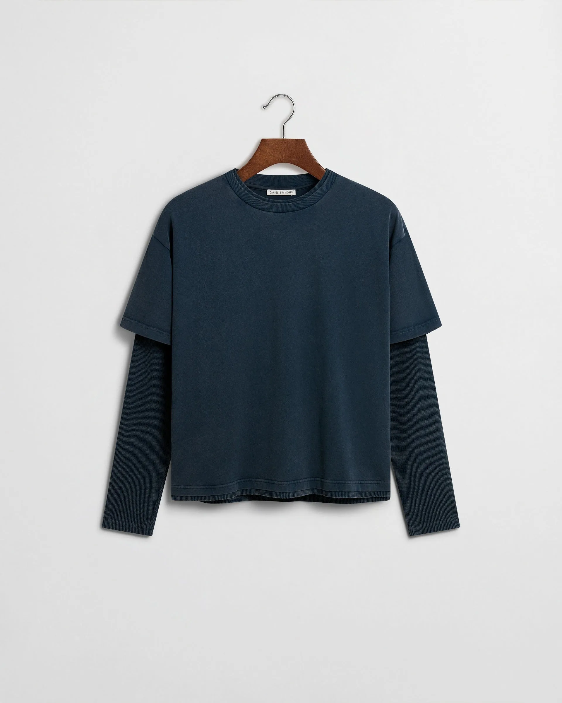 Layered Long Sleeve T-Shirt -Washed Navy sold by Daniel Simmons