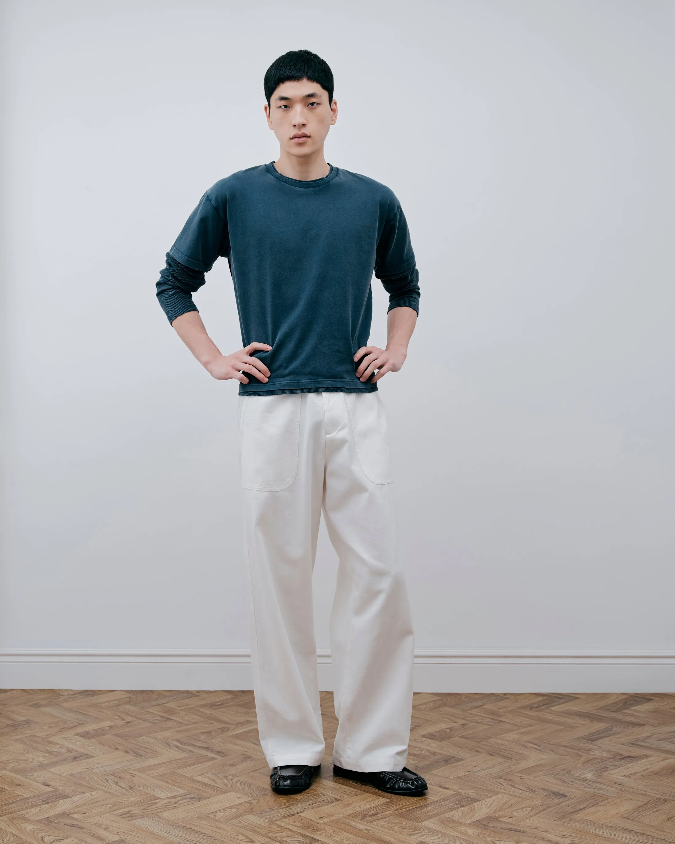 Layered Long Sleeve T-Shirt -Washed Navy sold by Daniel Simmons product image thumbnail 2