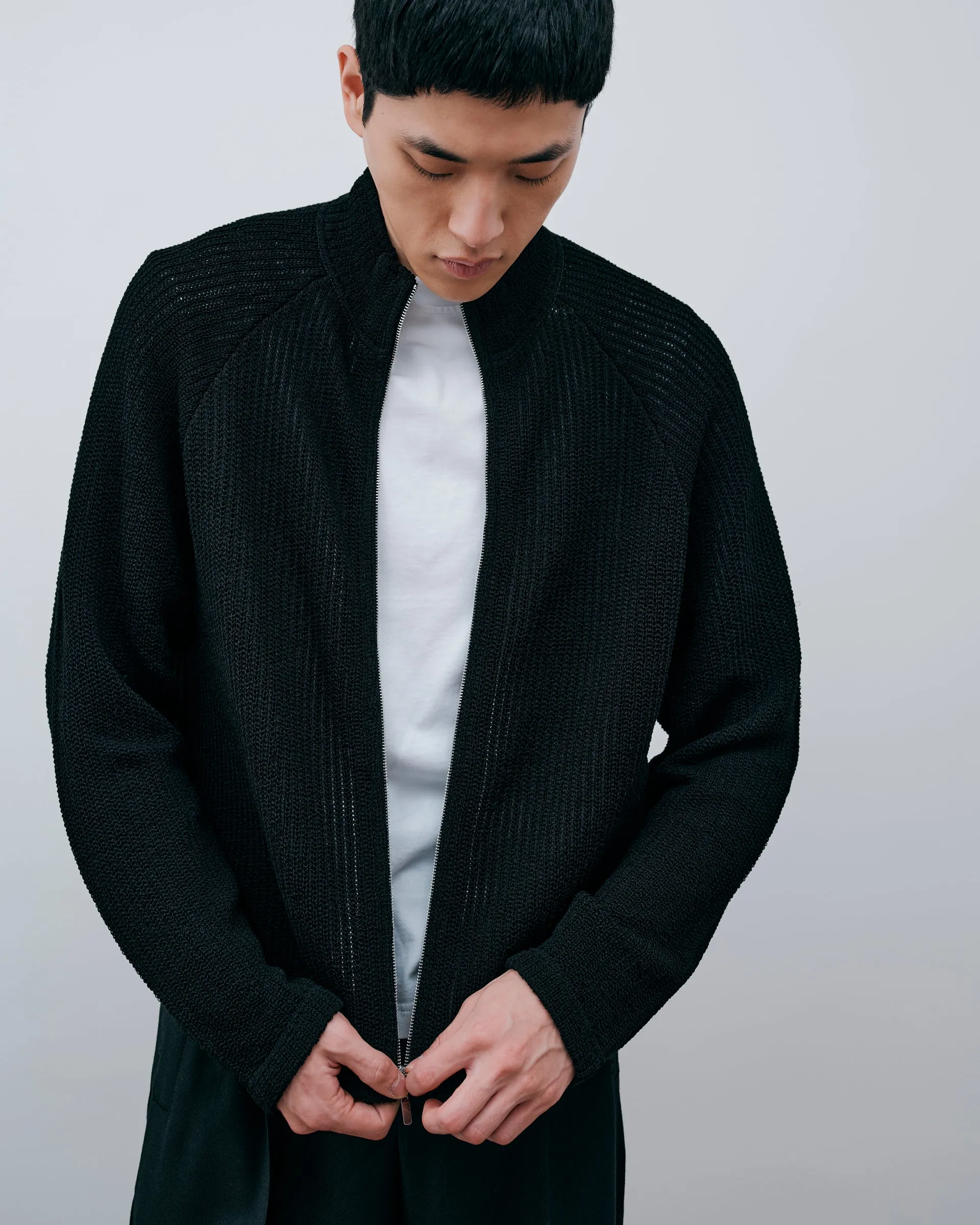 Linen Knit Zipup - Black sold by Daniel Simmons product image thumbnail 5