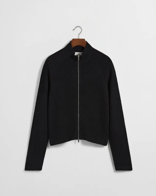 Linen Knit Zipup - Black made by Daniel Simmons