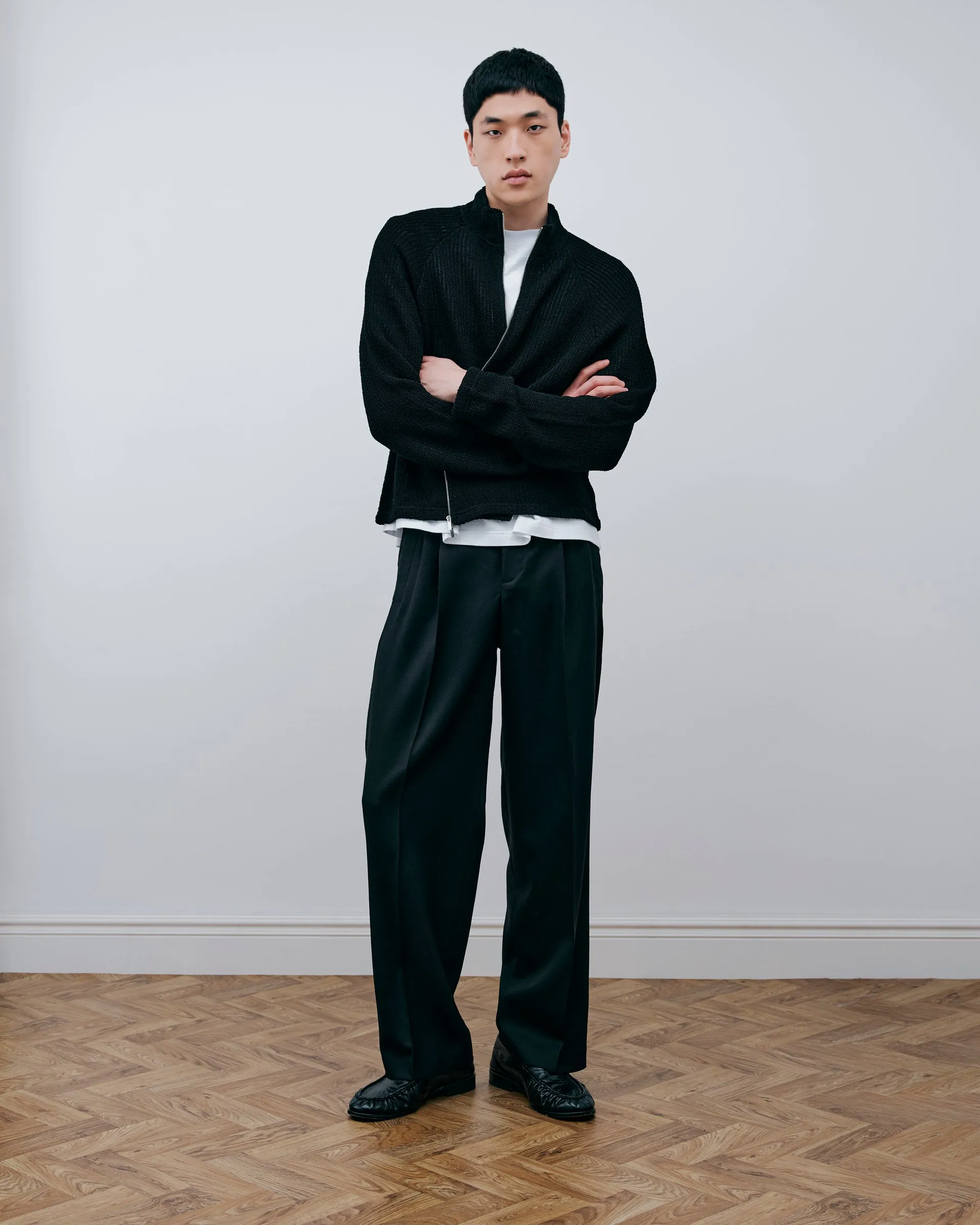 Linen Knit Zipup - Black sold by Daniel Simmons product image thumbnail 2