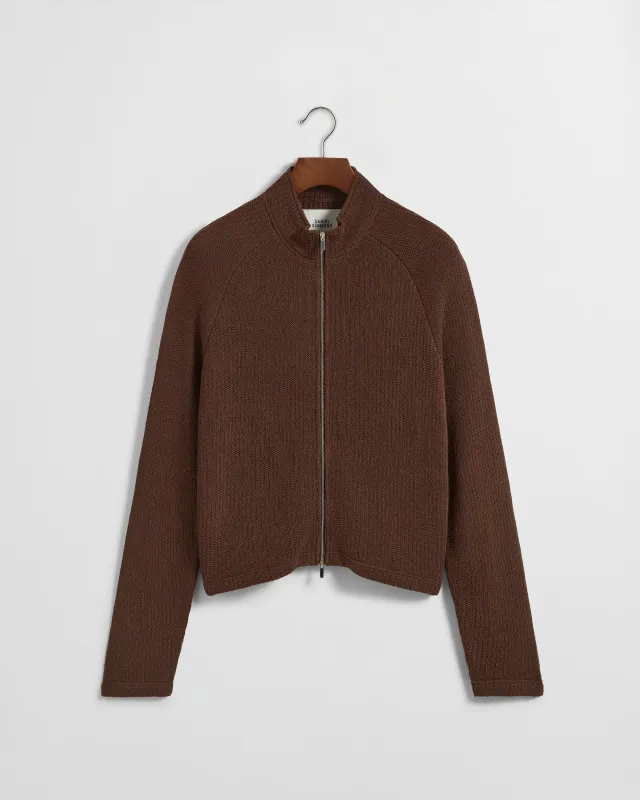 Linen Knit Zipup - Brown made by Daniel Simmons