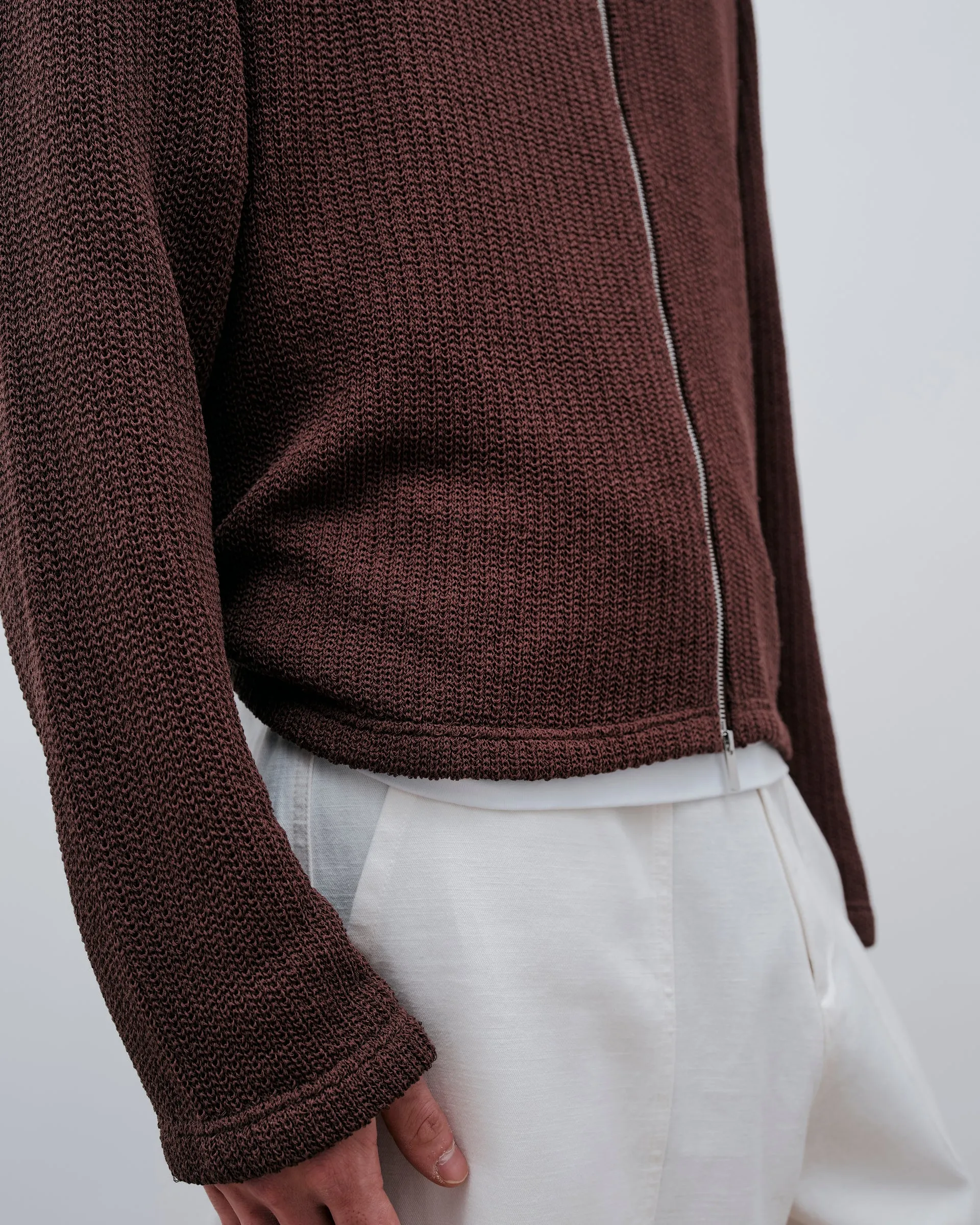 Linen Knit Zipup - Brown sold by Daniel Simmons product image thumbnail 4
