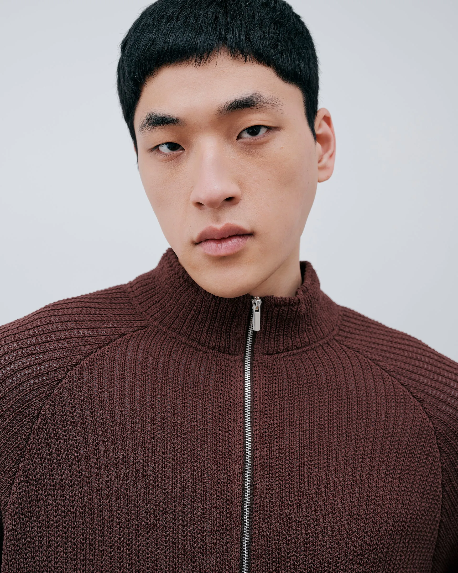 Linen Knit Zipup - Brown sold by Daniel Simmons product image thumbnail 5