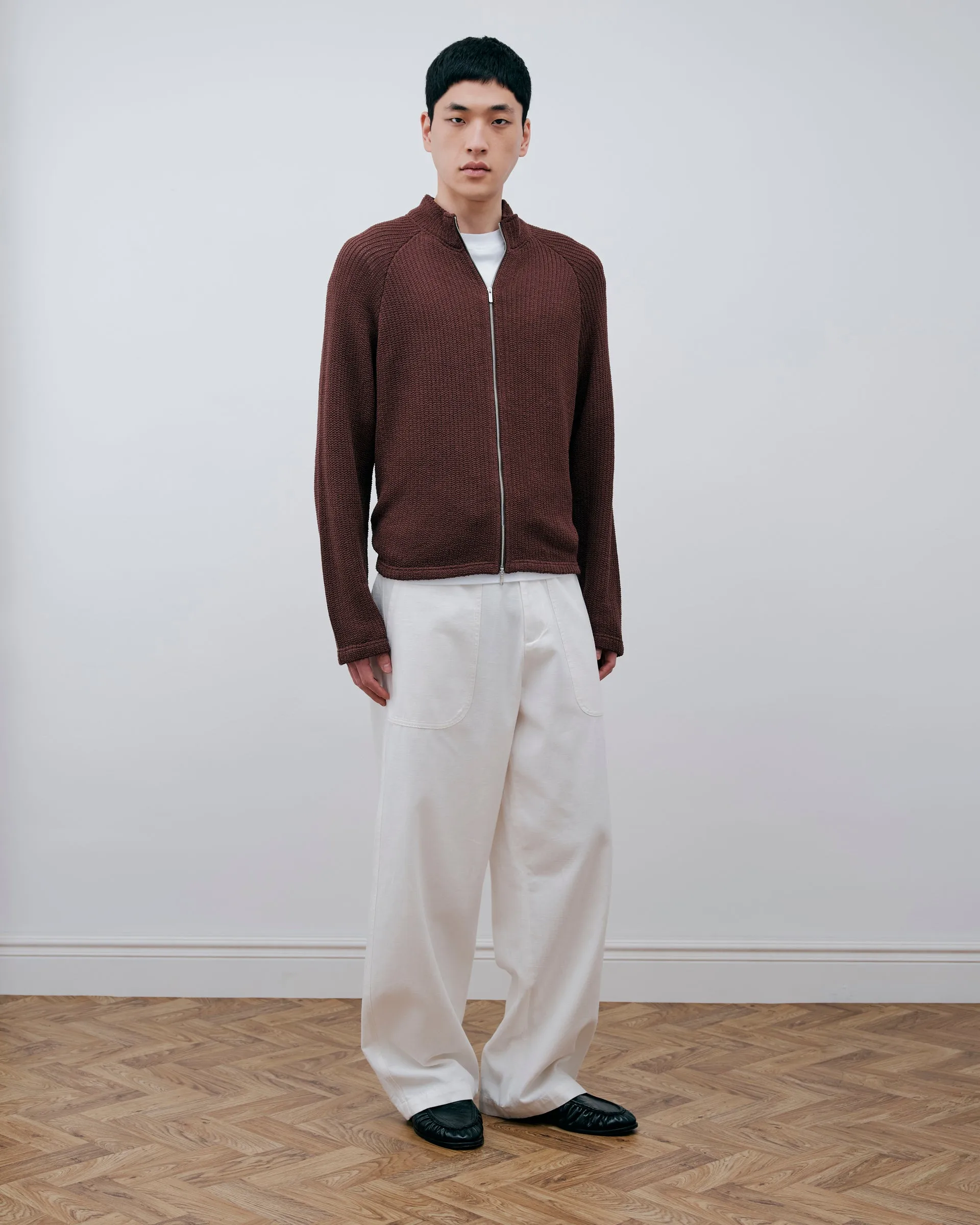 Linen Knit Zipup - Brown sold by Daniel Simmons product image thumbnail 2
