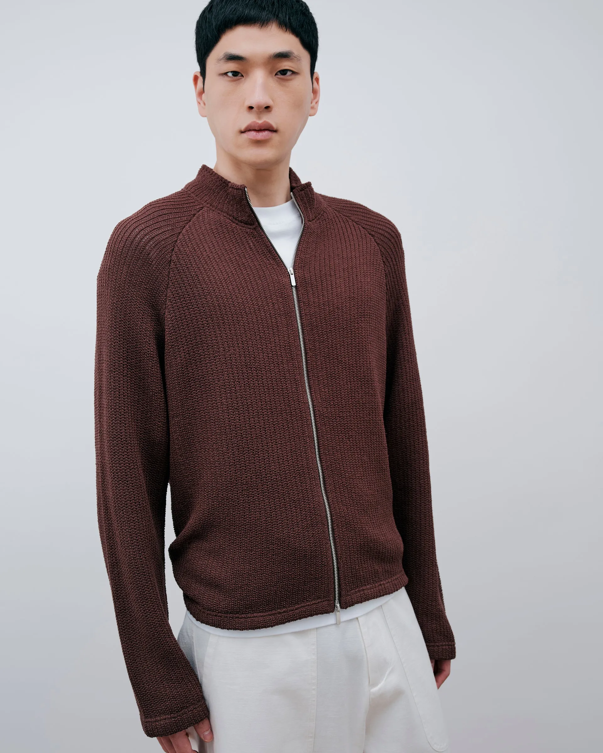 Linen Knit Zipup - Brown sold by Daniel Simmons product image thumbnail 3