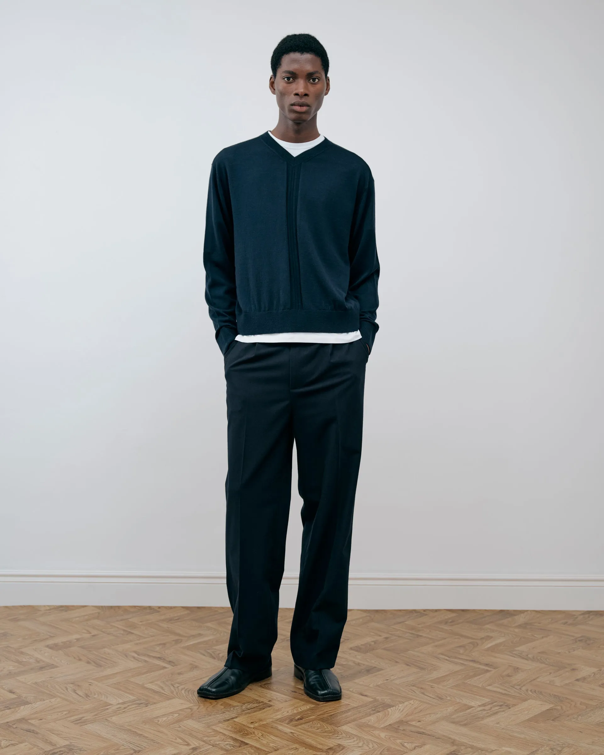 Soft Handle Essential Pleated Trousers - Deeper Navy sold by Daniel Simmons product image thumbnail 2