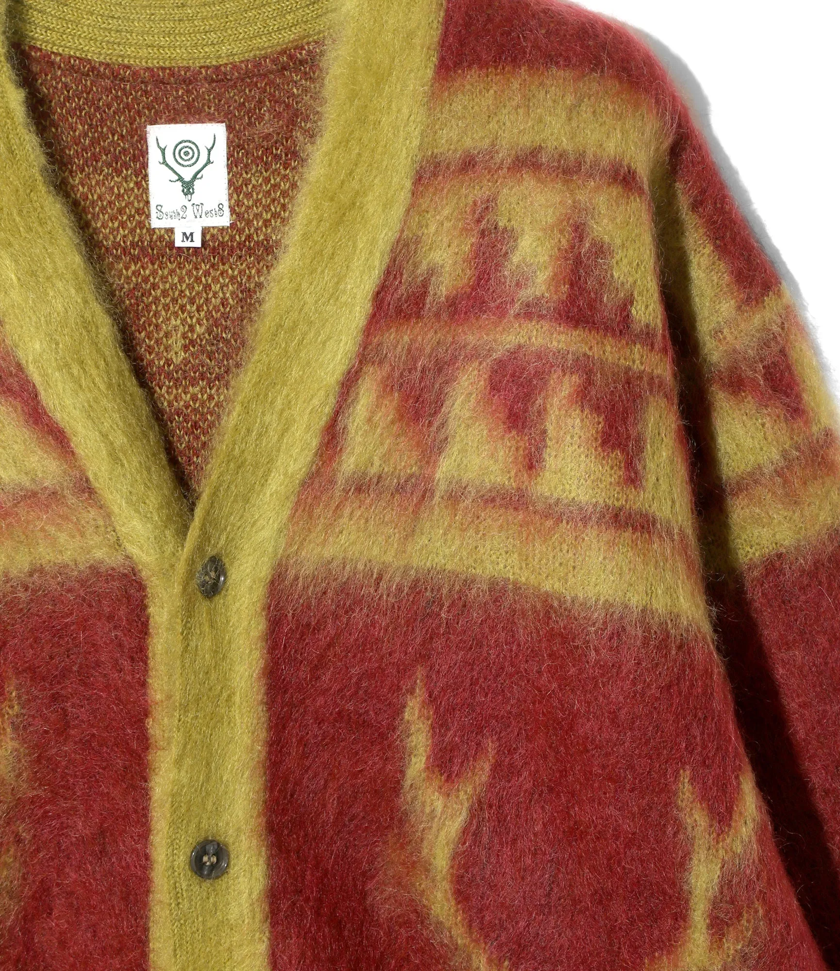 Mohair V Neck Cardigan Sweater - Wine - Nordic Skull sold by South2West8 product image thumbnail 2