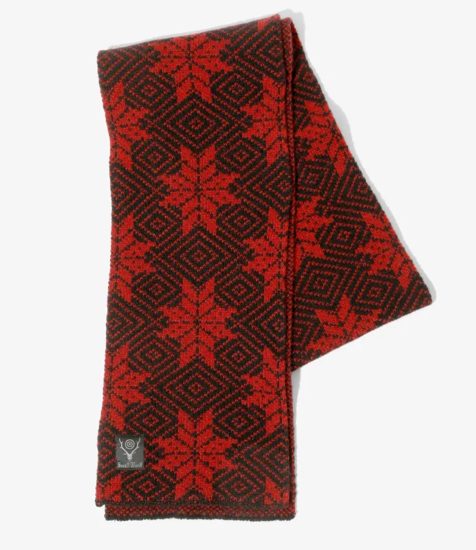 Knit Scarf - Red - Snowflakes made by South2West8