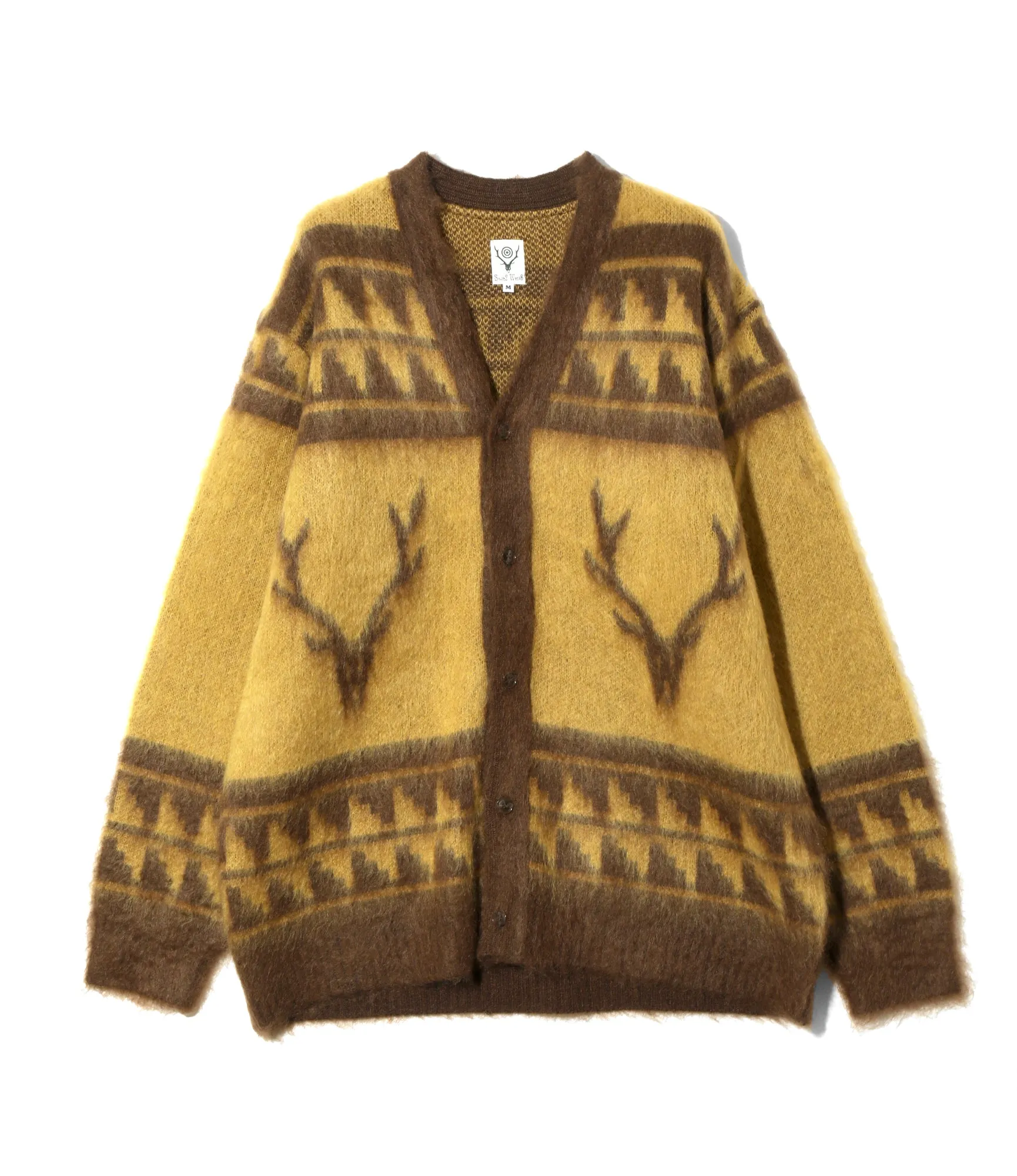 Mohair V Neck Cardigan Sweater - Yellow - Nordic Skull sold by South2West8