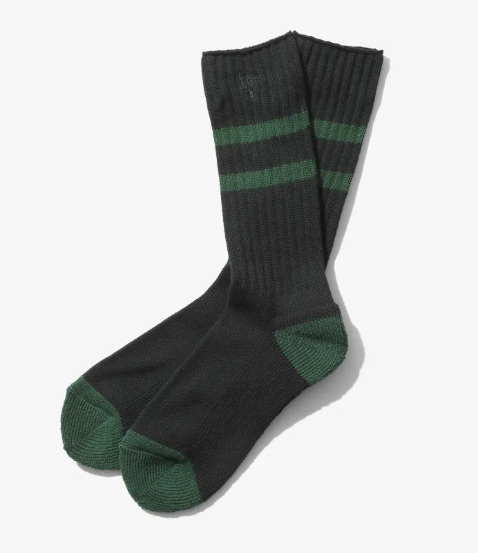 Ribbed Socks - Black - Line / Skull&Target made by South2West8