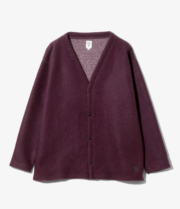 S.S. V Neck Cardigan - Purple - W/PE Boiled Jersey sold by South2West8