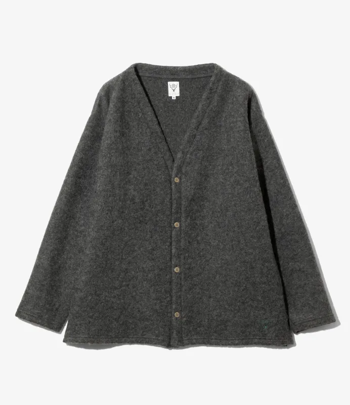 S.S. V Neck Cardigan - Charcoal - W/PE Boiled Jersey sold by South2West8