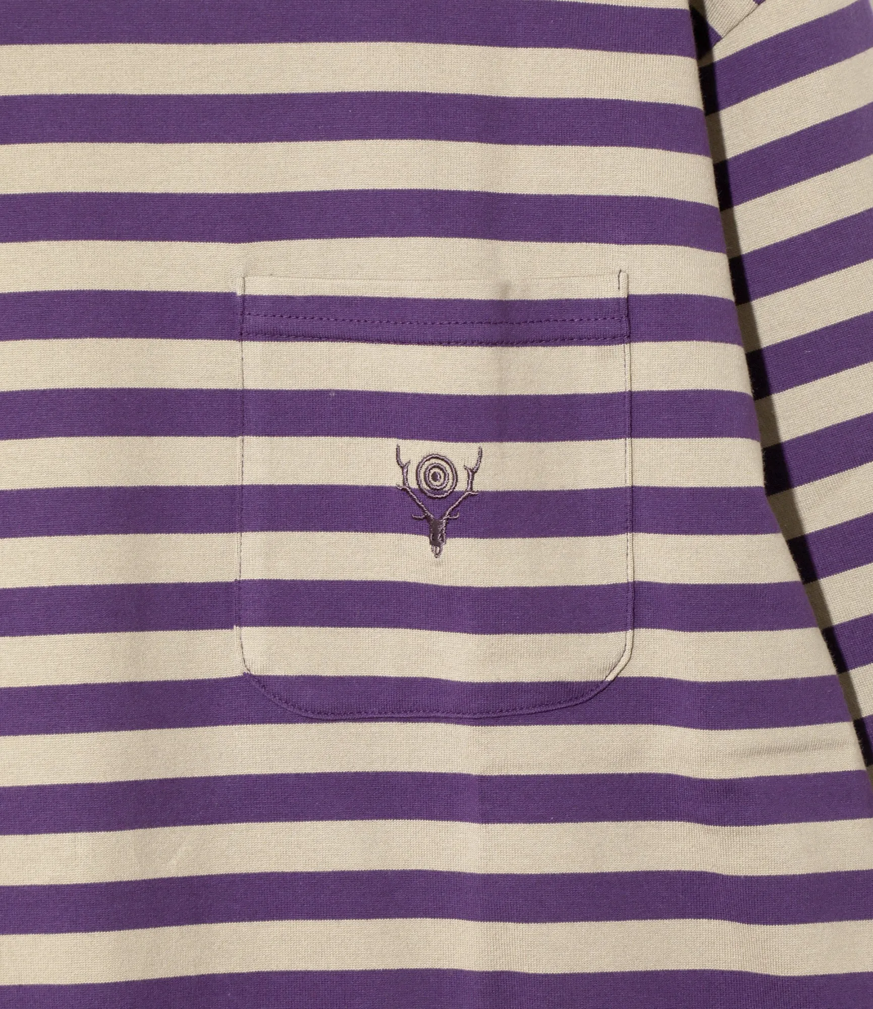 L/S Round Pocket Tee - Purple - Cotton Stripe Jersey sold by South2West8 product image thumbnail 2